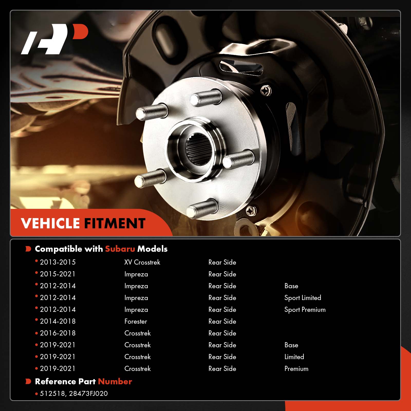 APHB0536 2x Rear Wheel Bearing & Hub Assembly - Image 2