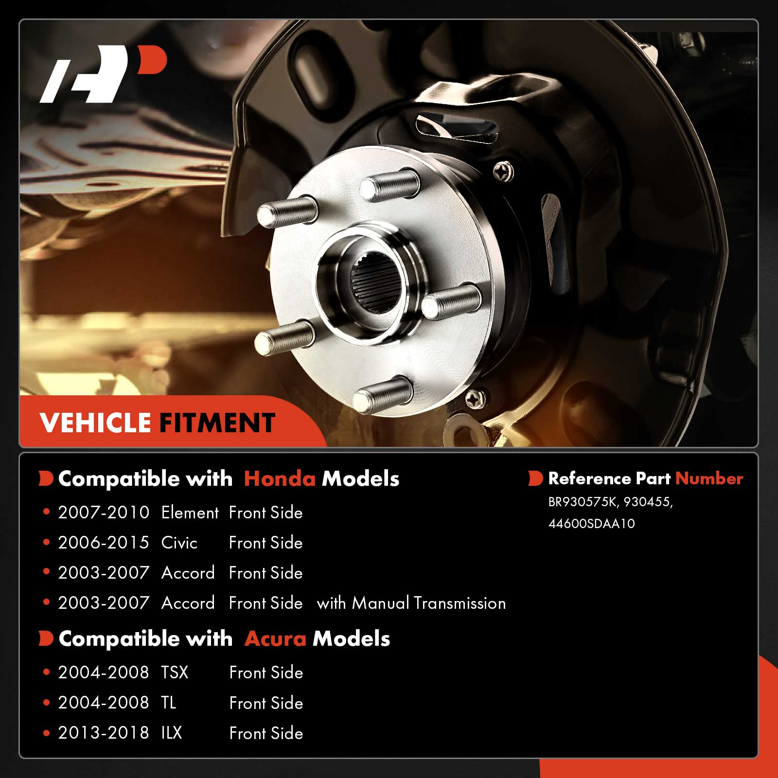 APHB0637 2x Front Wheel Bearing & Hub Assembly - Image 2