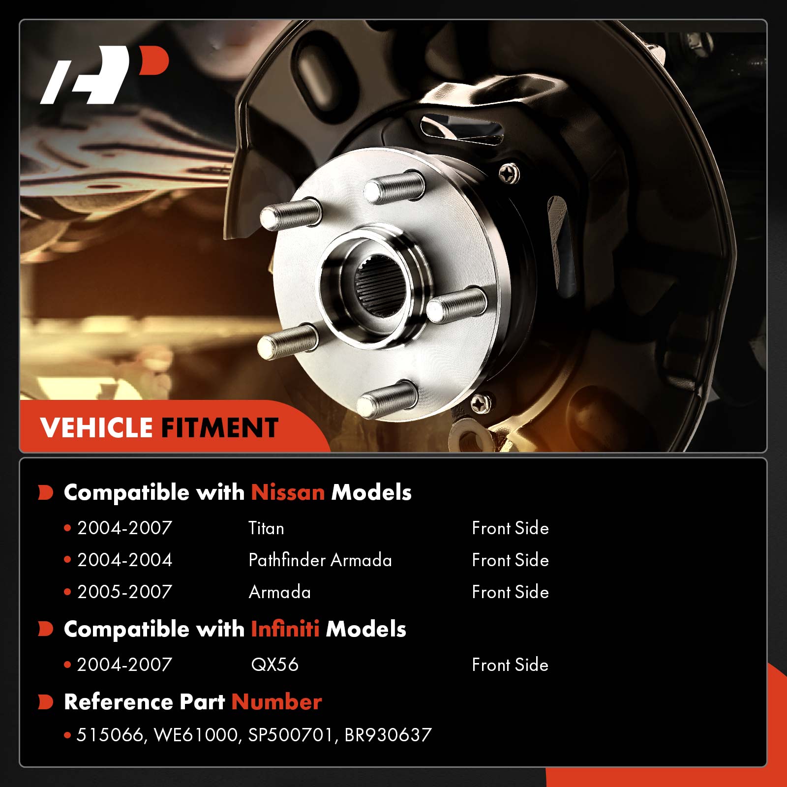 APHB1206 Front Left or Right Wheel Bearing & Hub Assembly - Image 2