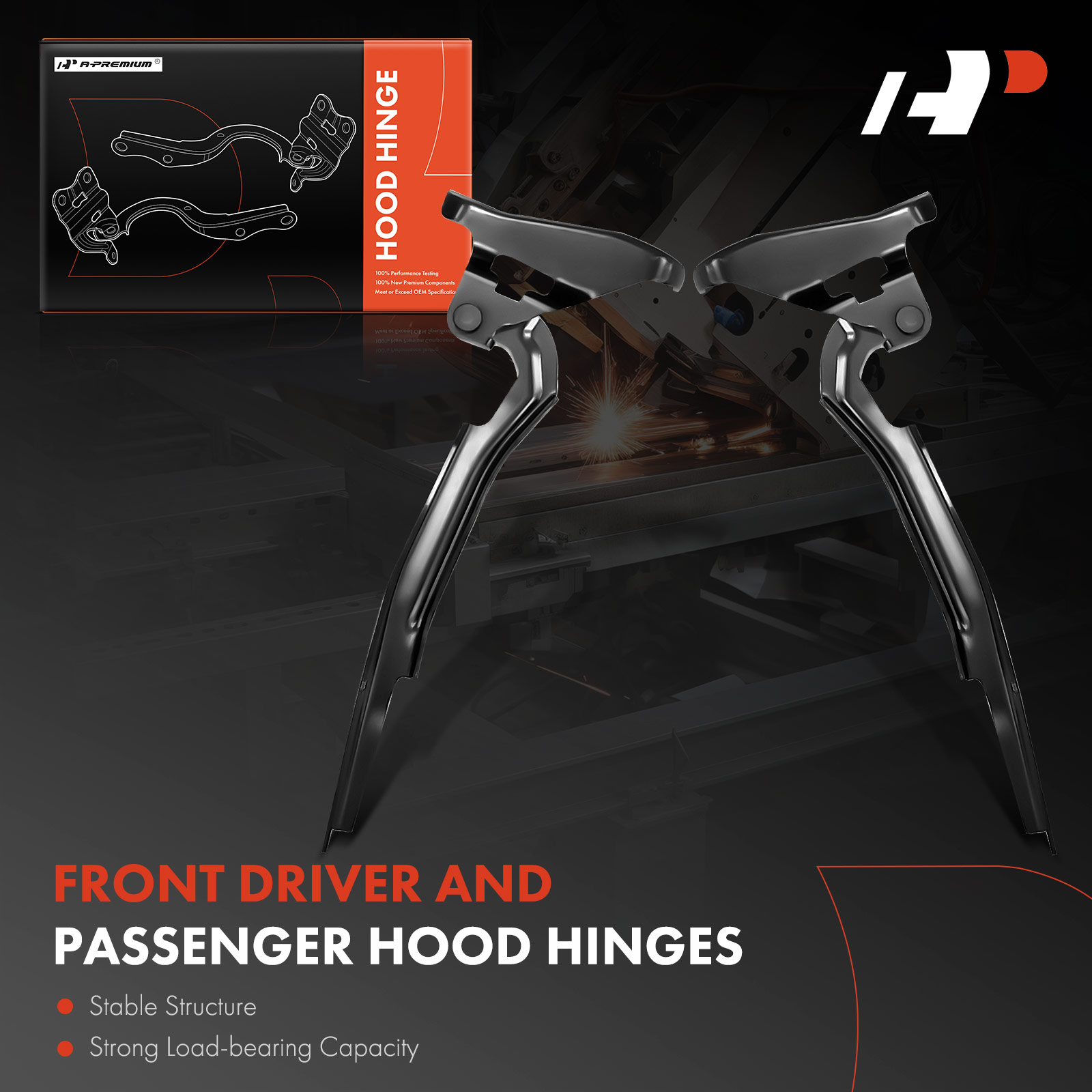 APHHI208 2 Pcs Front Steel Hood Hinge - Image 3