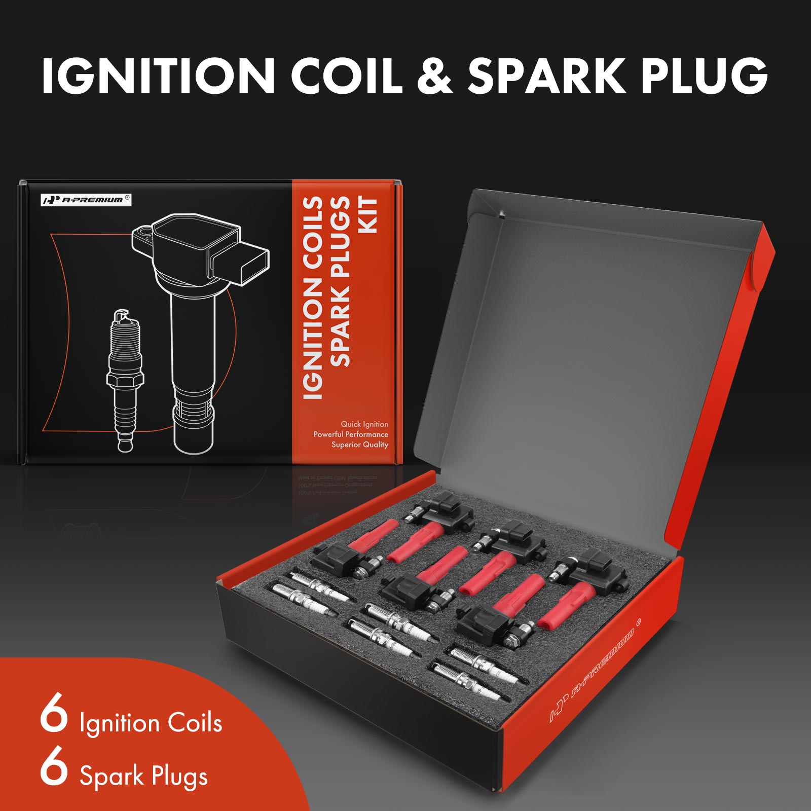 APIC0650 12-Piece Kit Black Ignition Coil and Iridium Spark Plug Kits - Image 2