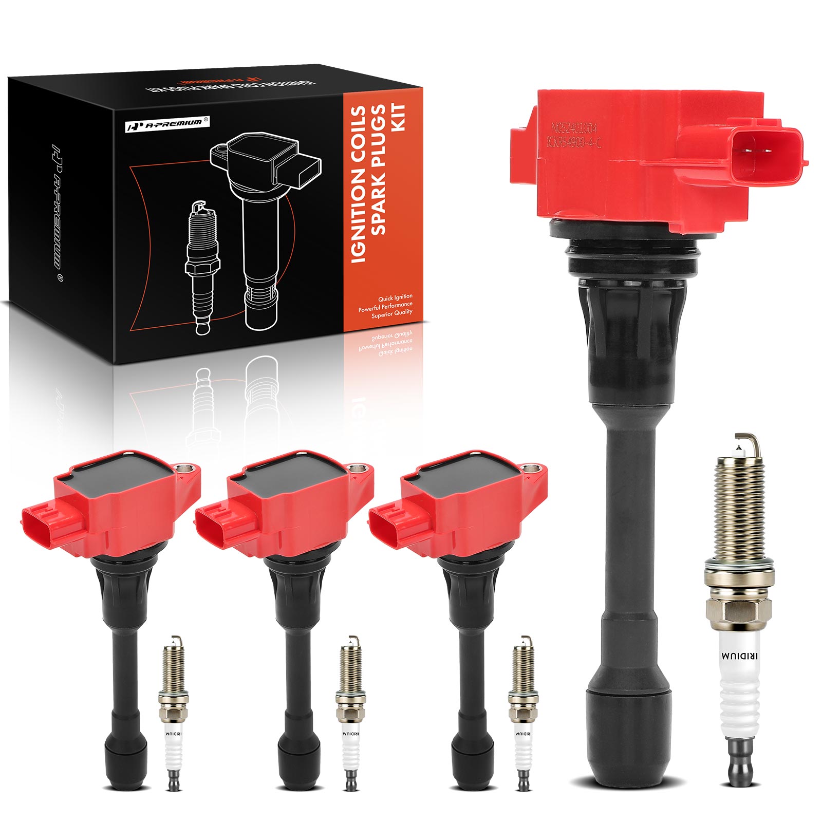 APIC1114 4 Pcs Ignition Coils & 4 Pcs Double Iridium Spark Plug Kits