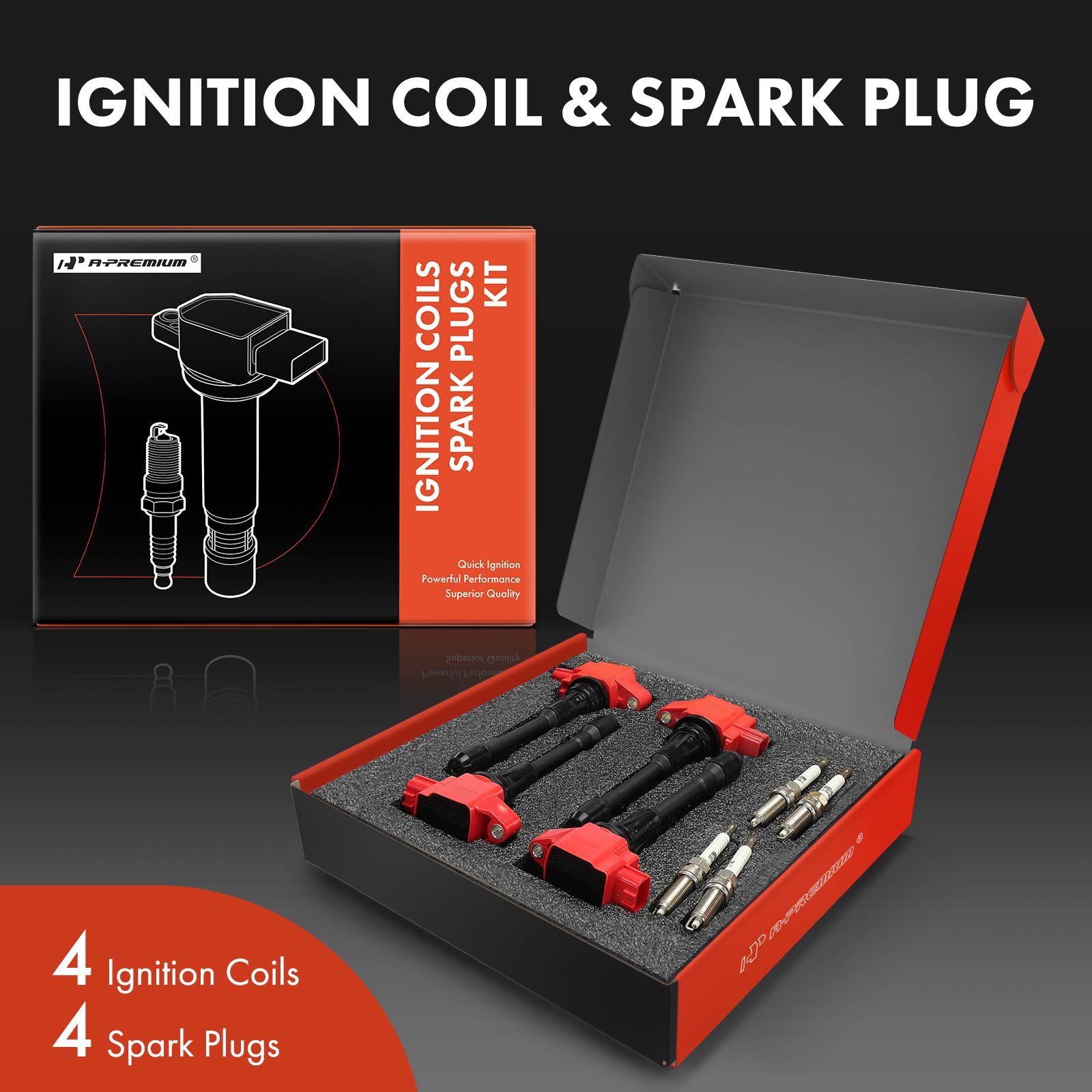 APIC1114 4 Pcs Ignition Coils & 4 Pcs Double Iridium Spark Plug Kits - Image 2