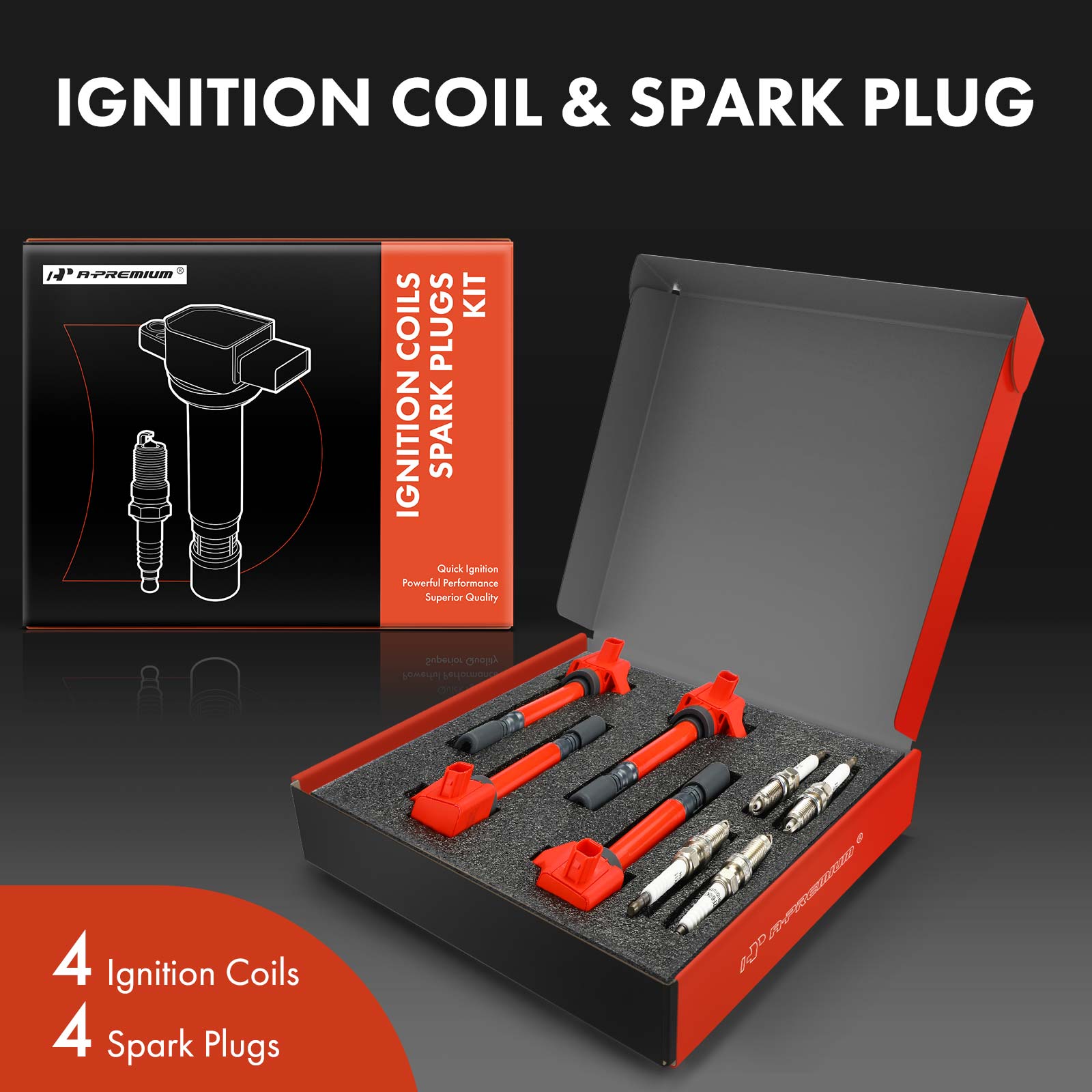 APIC1117 4 Pcs Ignition Coils & 4 Pcs Double Iridium Spark Plug Kits - Image 2