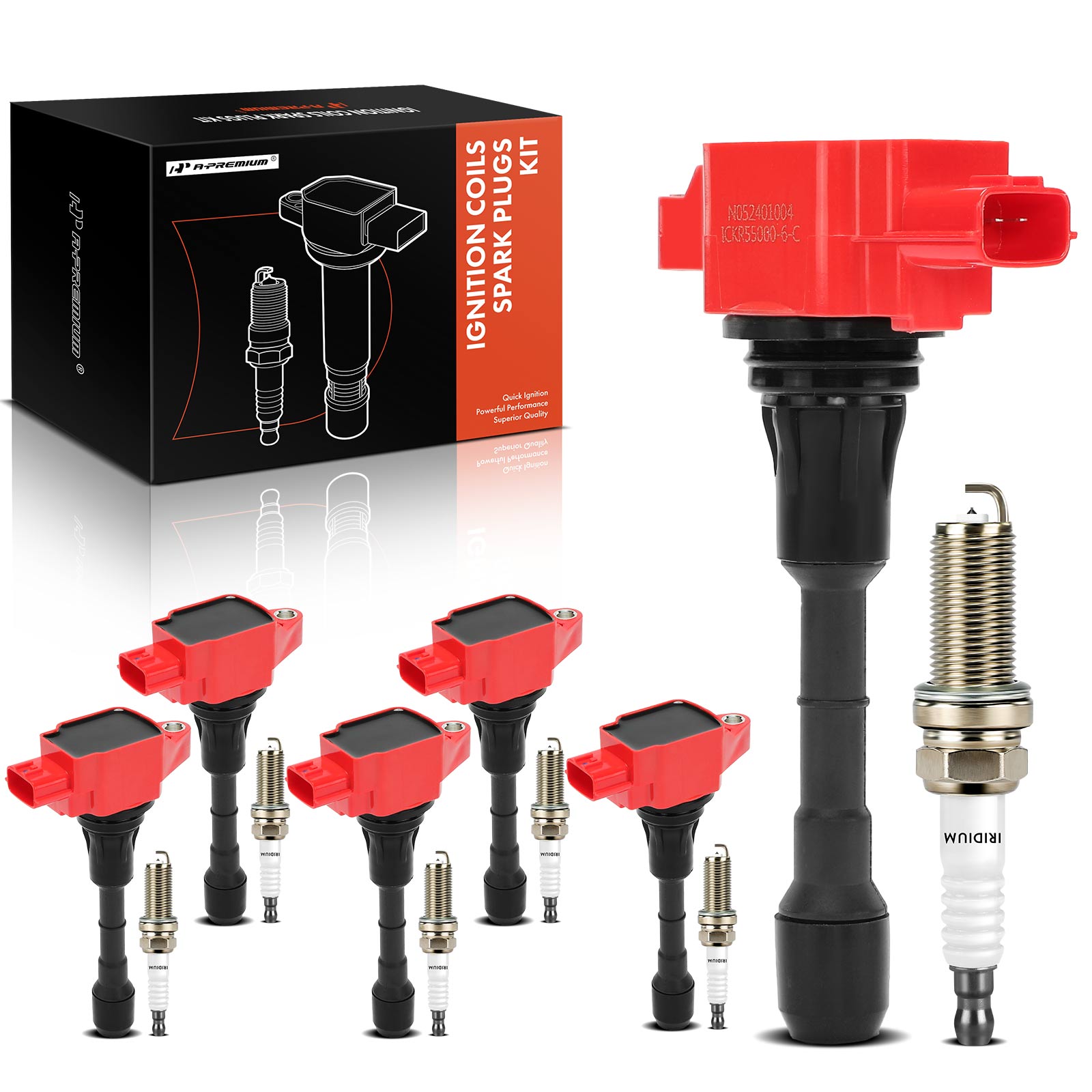 APIC1195 6 Pcs Ignition Coils & 6 Pcs Iridium Spark Plug Kits