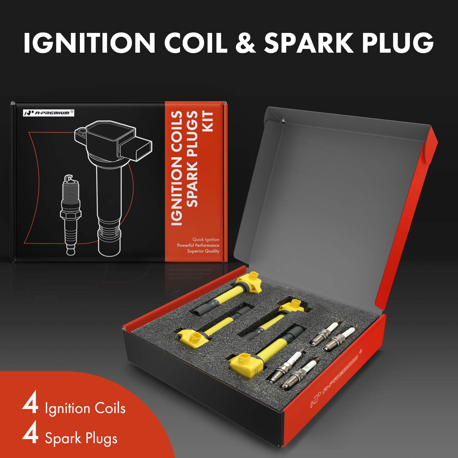 APIC1210 4 Pcs Ignition Coil& 4 Pcs Double Iridium Spark Plug Kits - Image 2