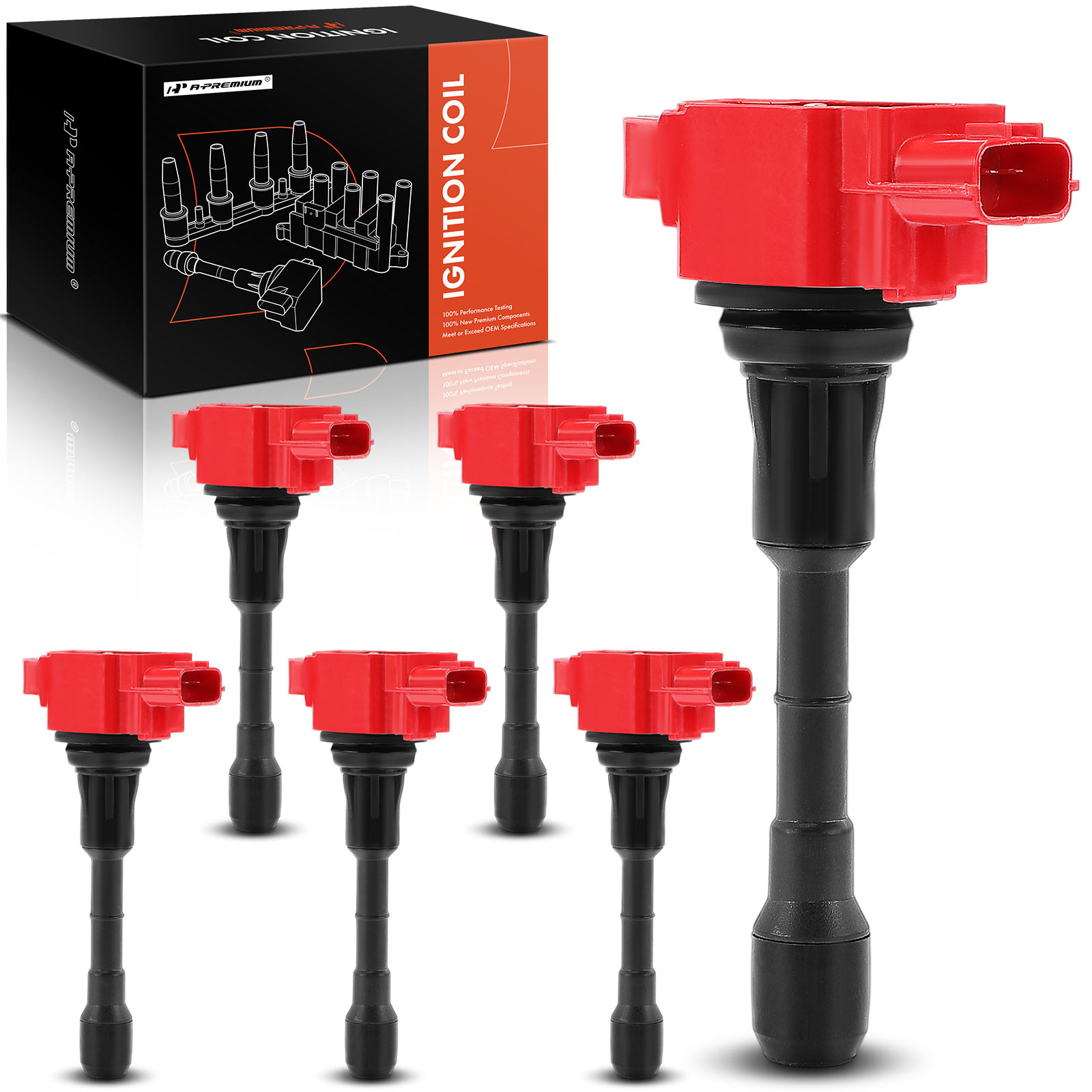 APIC1452 6 Pcs Red Ignition Coil