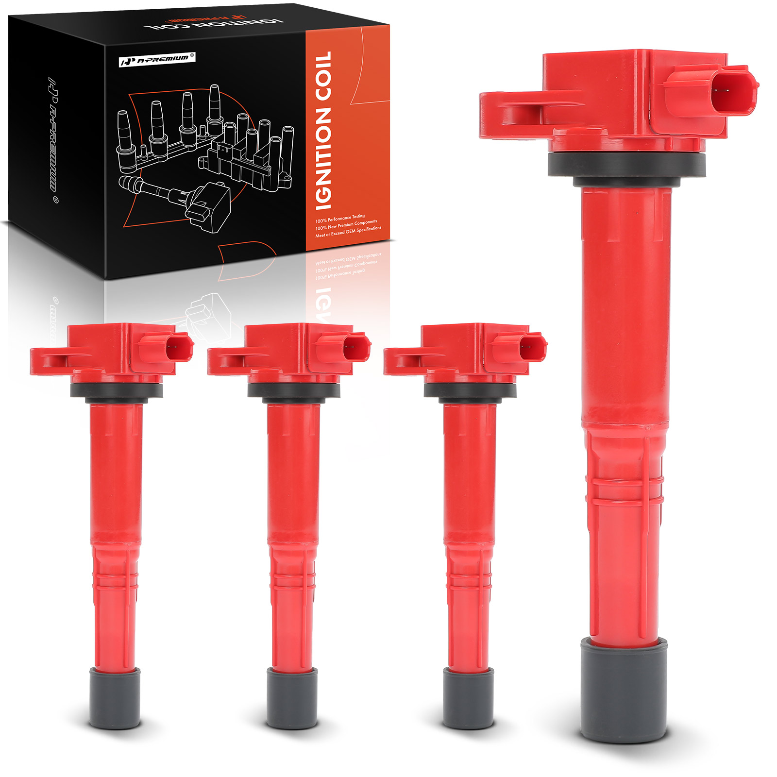 APIC1597 4 Pcs Red Ignition Coil