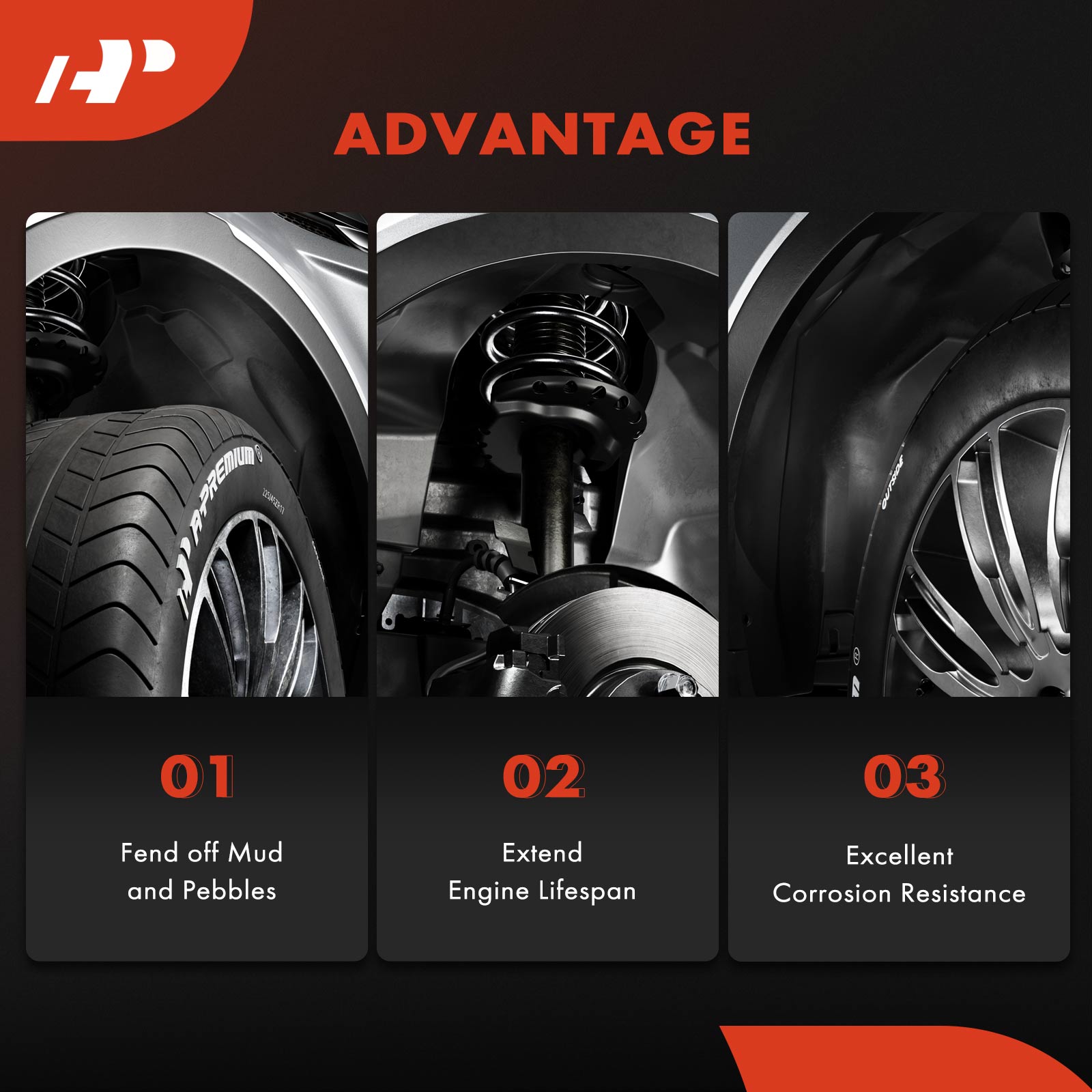 APIF252 2 Pcs Front Inner Fender Liners - Image 5