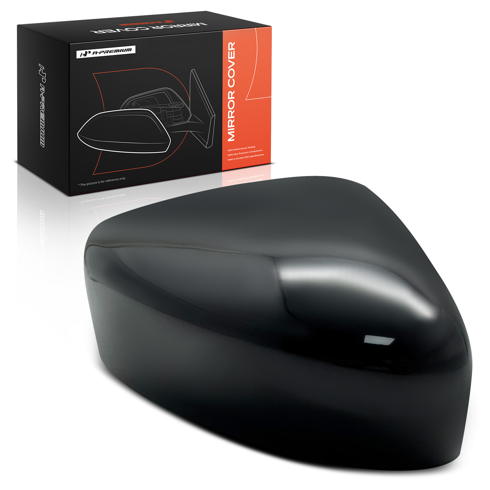 APMCR144 Mirror Cover Cap Smooth Black