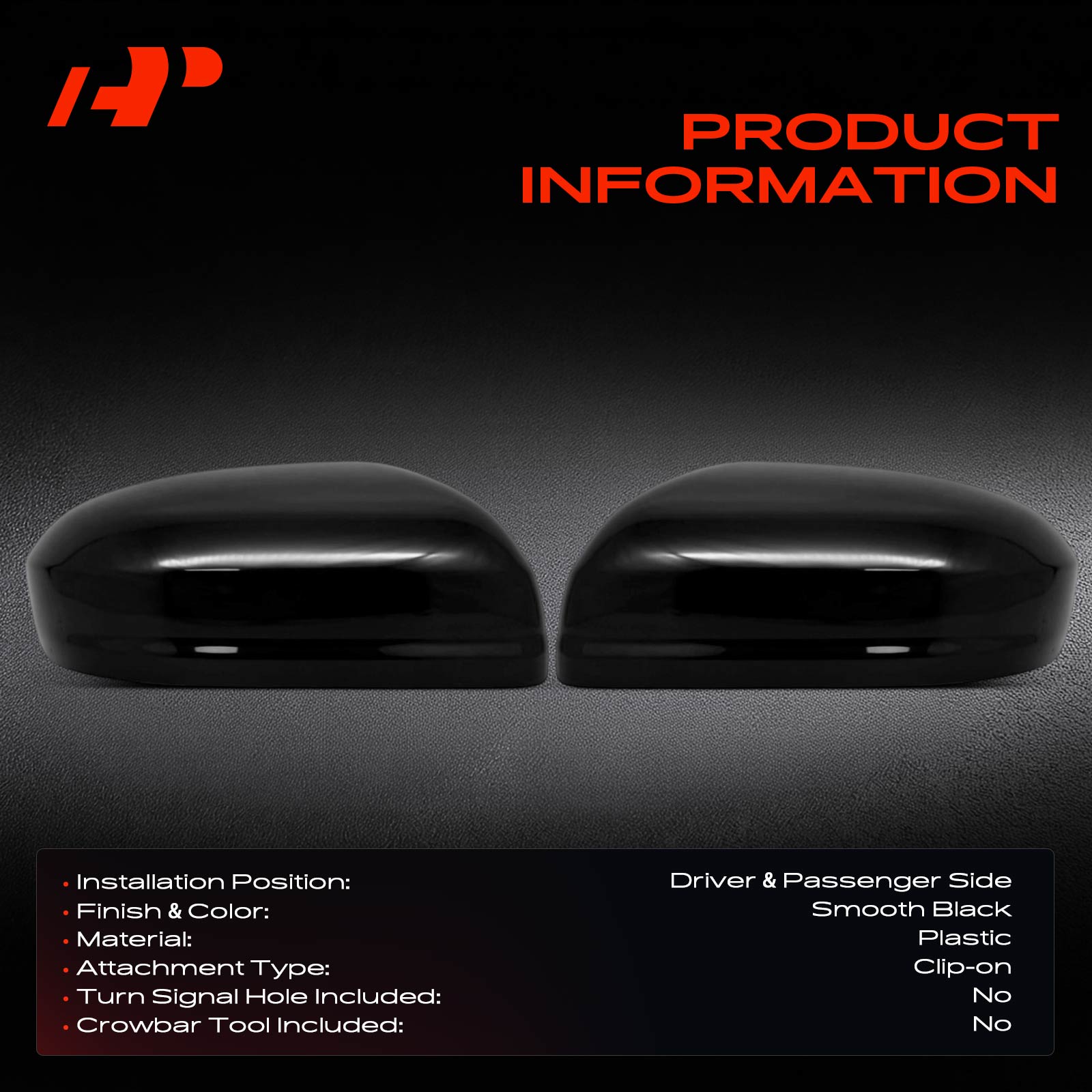 APMCR336 2 Pcs Mirror Cover Cap Plastic Smooth Black - Image 3