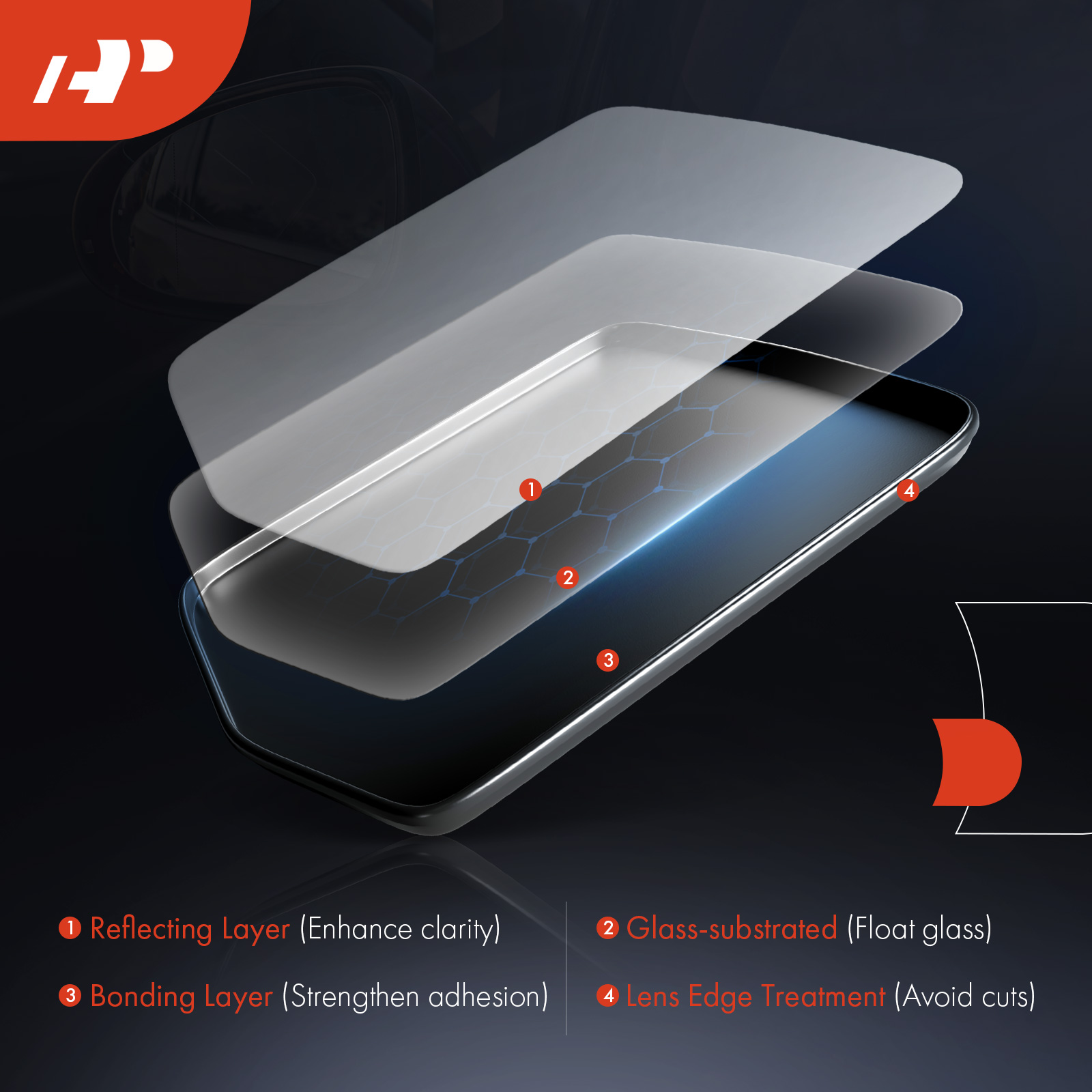 APMGS467 Driver Mirror Glass with Manual Adjust - Image 3