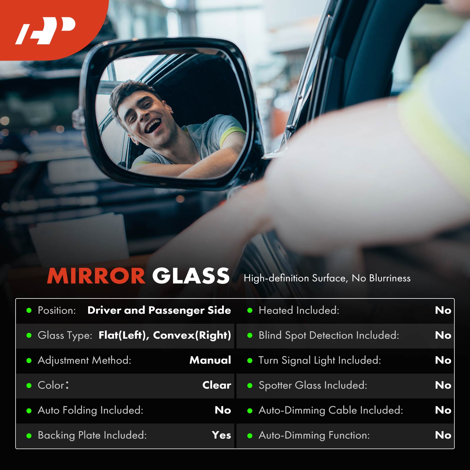 APMGS757 2 Pcs Front Mirror Glass with Manual Adjust - Image 2