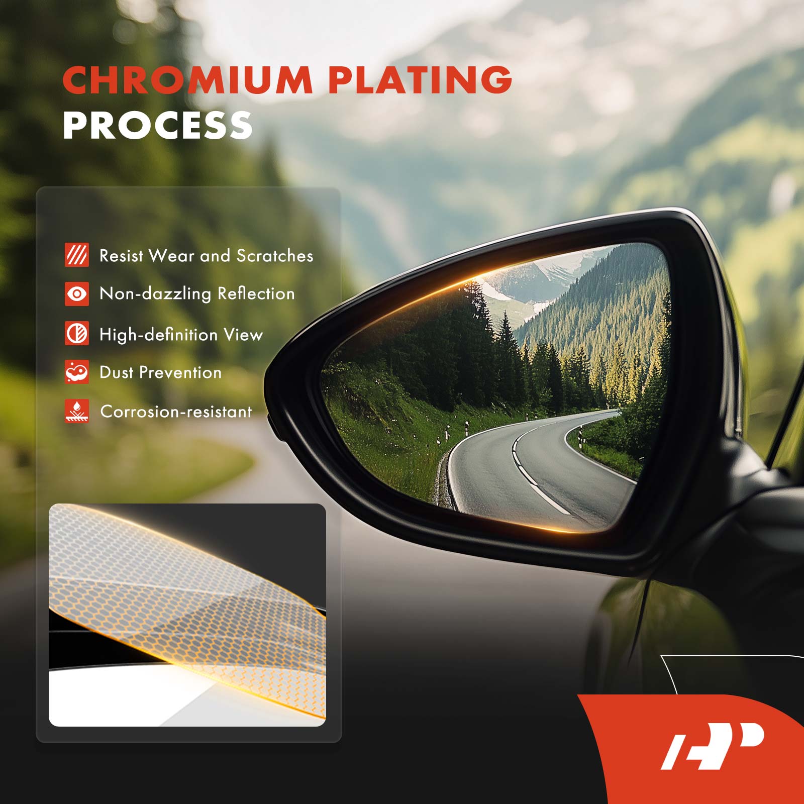 APMGS757 2 Pcs Front Mirror Glass with Manual Adjust - Image 4