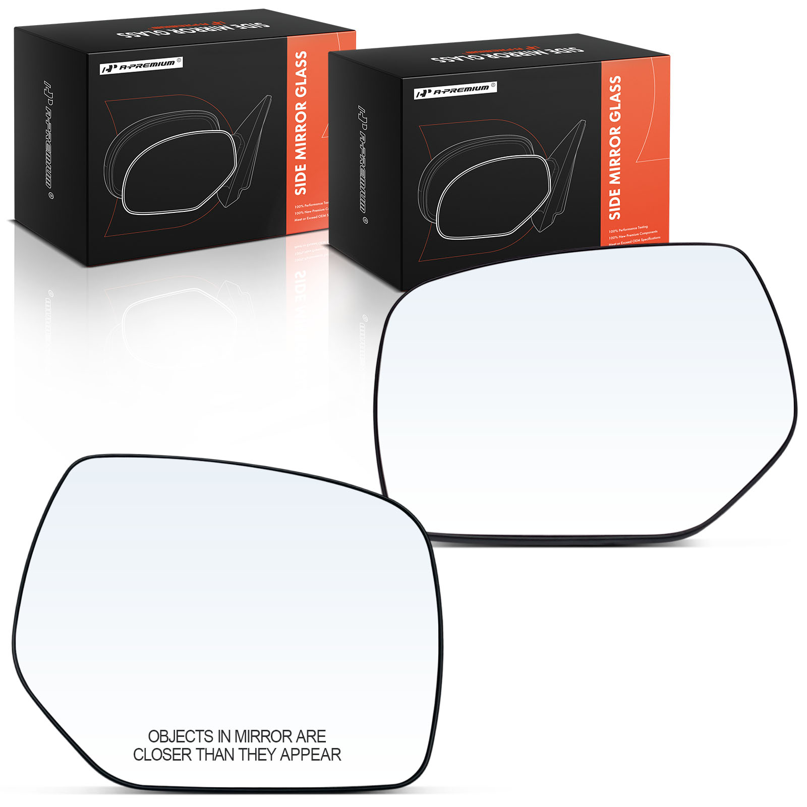APMGS802 Driver and Passenger Side Mirror Glass, Non-Heated, No Blind Spot Feature No Auto-Dim, Backing Plate Included