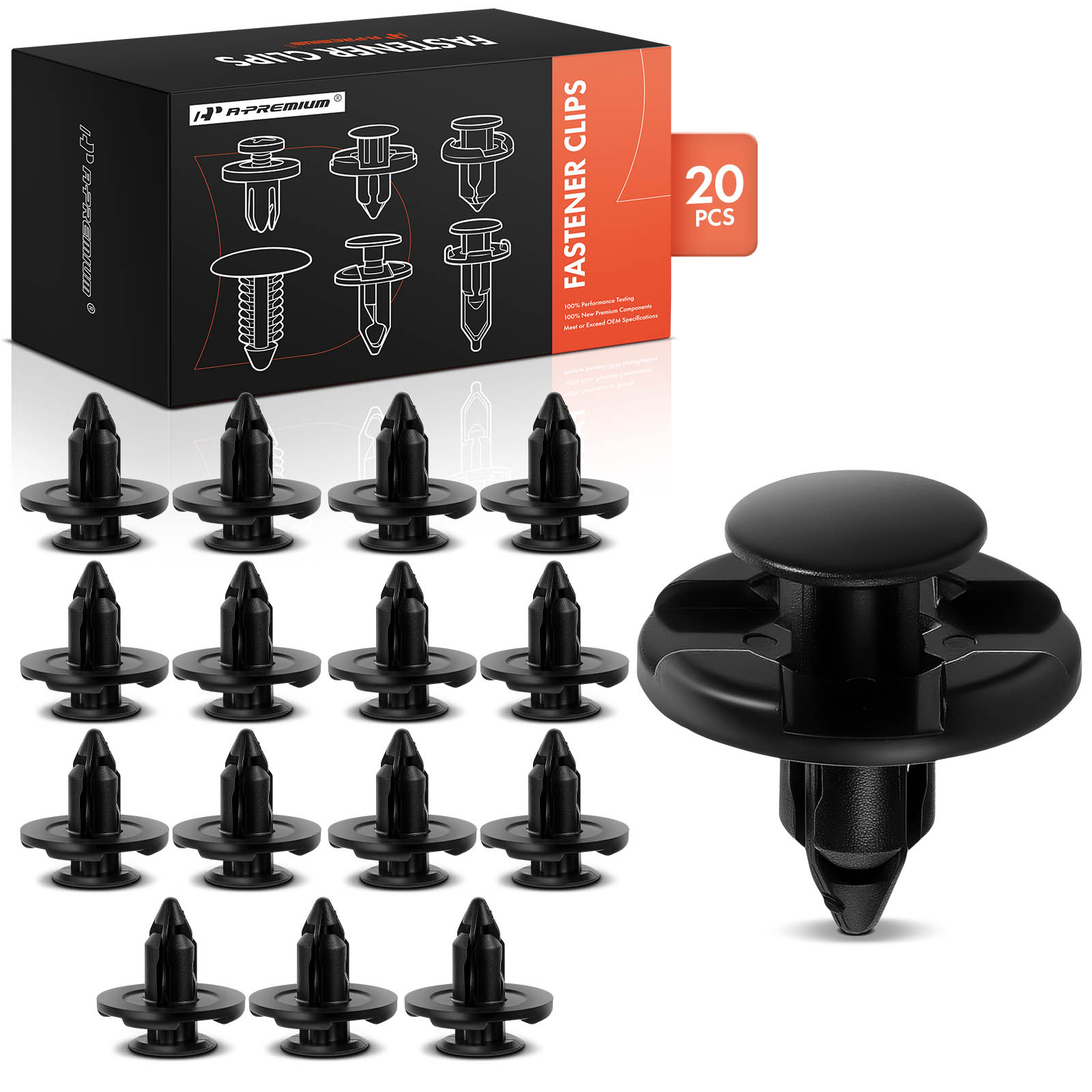 APRCF1033 20 Pcs 7mm Nylon Front Bumper & Quarter Panel Retainer Clip Push-Type