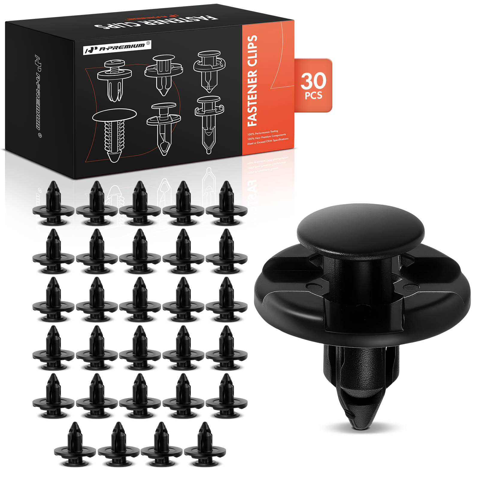 APRCF1034 30 Pcs 7mm Nylon Front Bumper & Quarter Panel Retainer Clip Push-Type