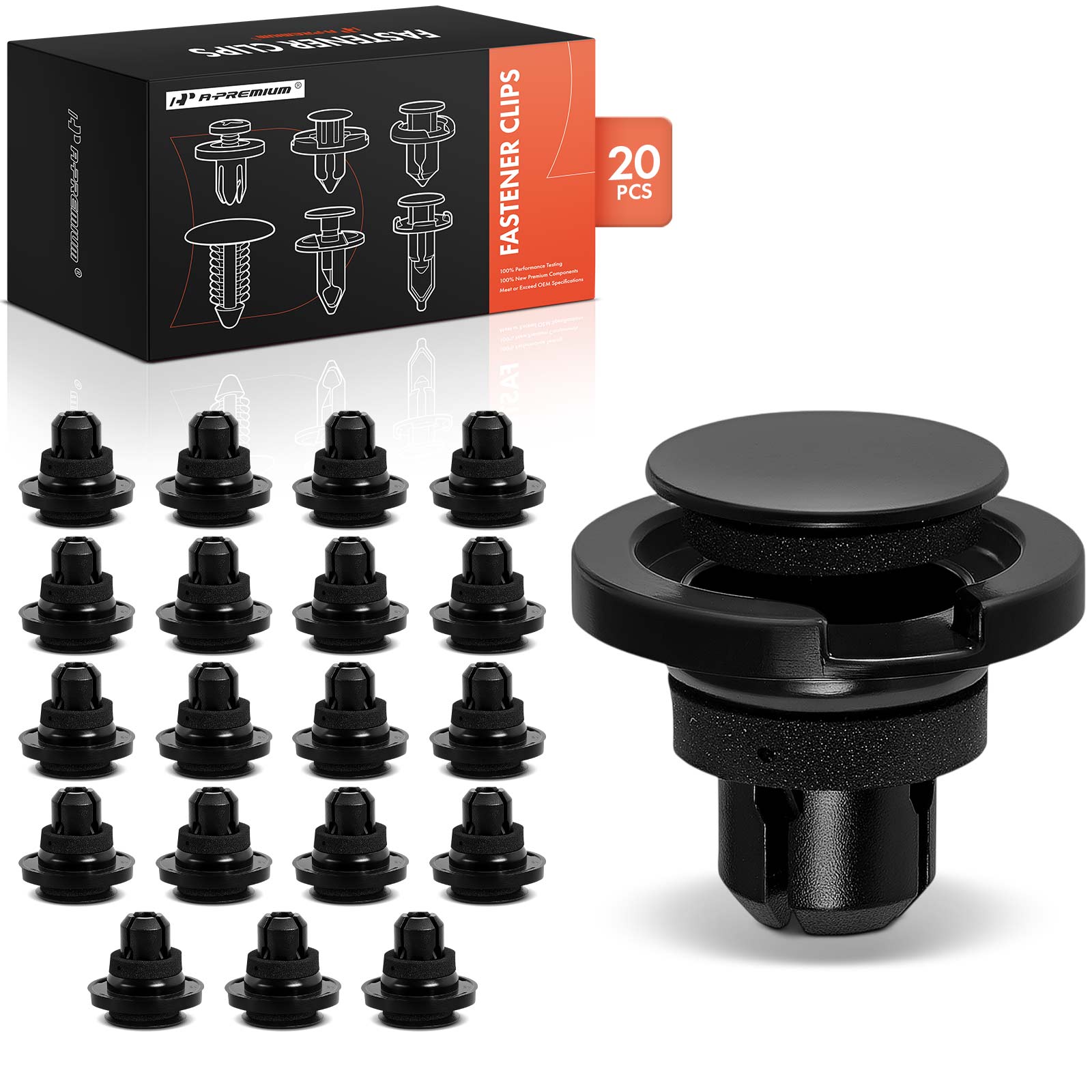 APRCF1165 20 Pcs 11mm Nylon Rocker Moulding Retainer Clip with Sealer Push-Type