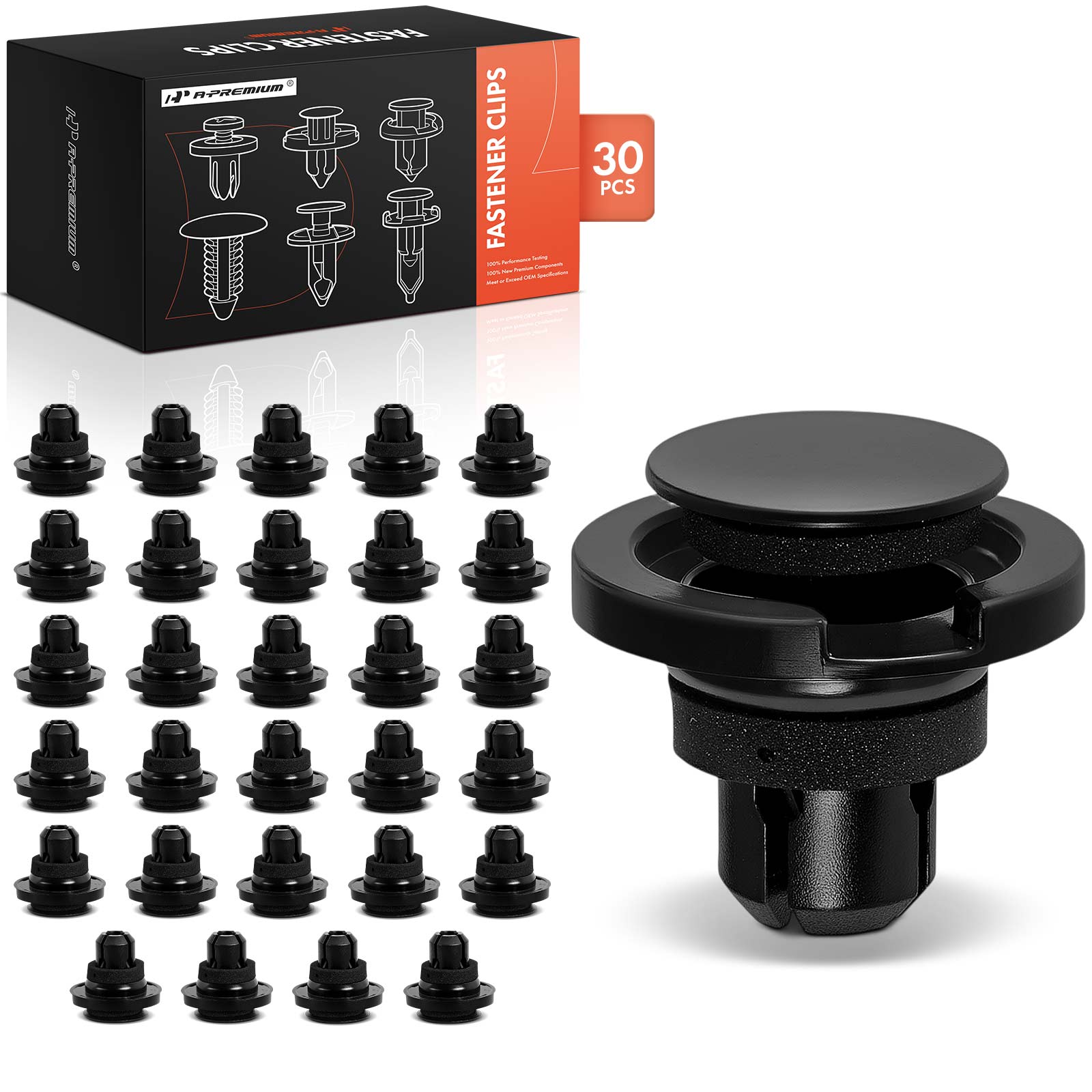 APRCF1166 30 Pcs 11mm Nylon Rocker Moulding Retainer Clip with Sealer Push-Type