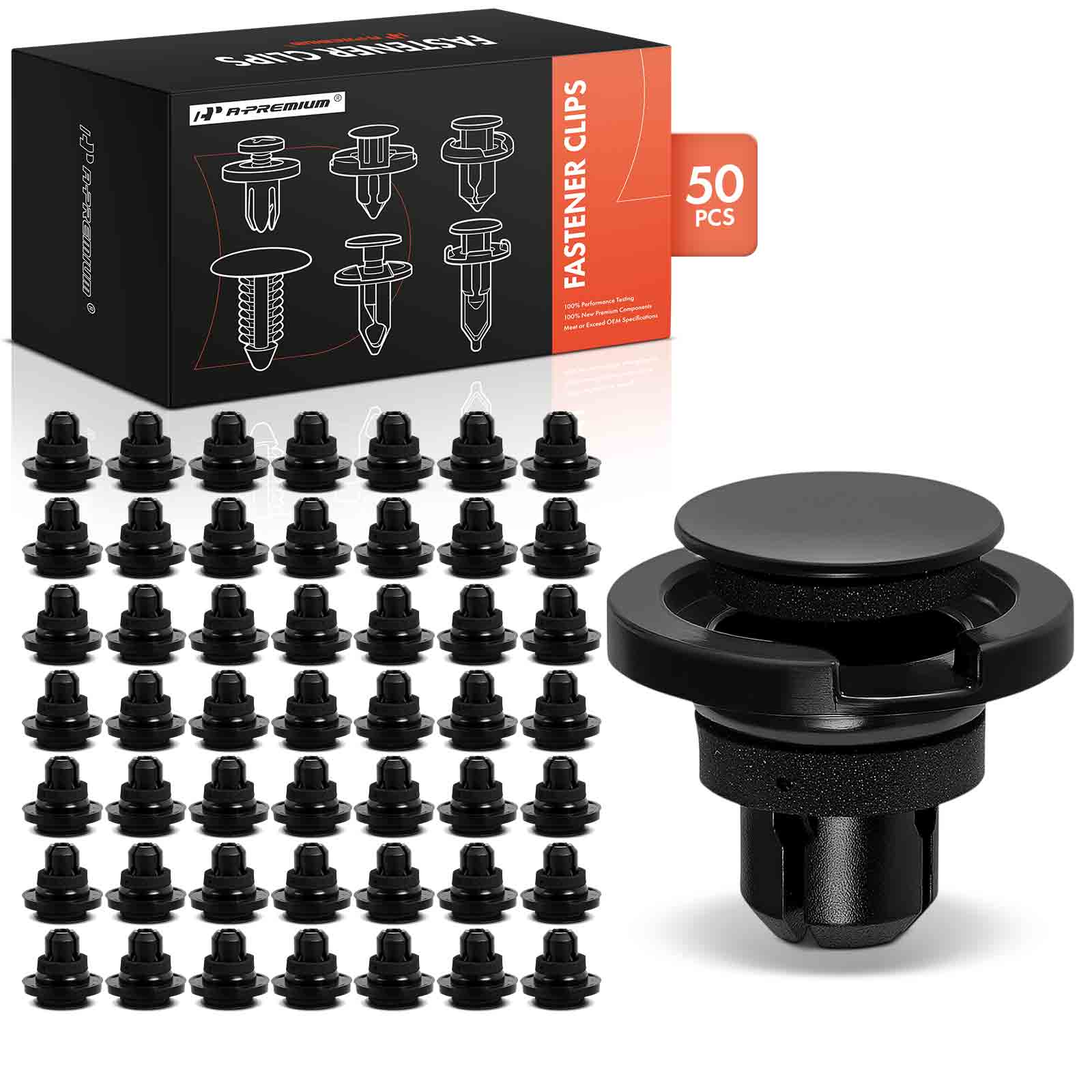 APRCF1167 50 Pcs 11mm Nylon Rocker Moulding Retainer Clips with Sealer Push-Type