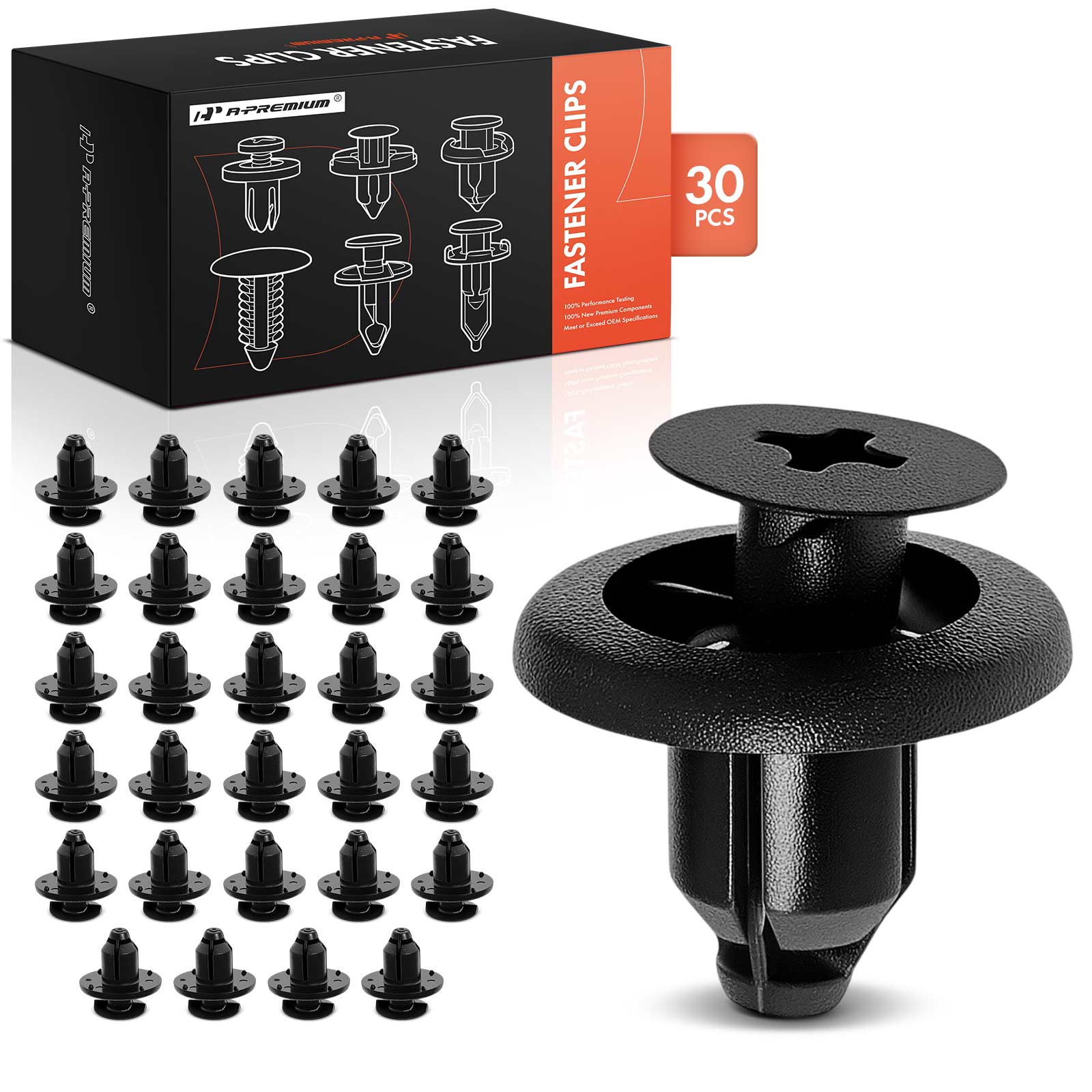 APRCF1253 30 Pcs 7mm Black Nylon Fender Liner Clip Fastener