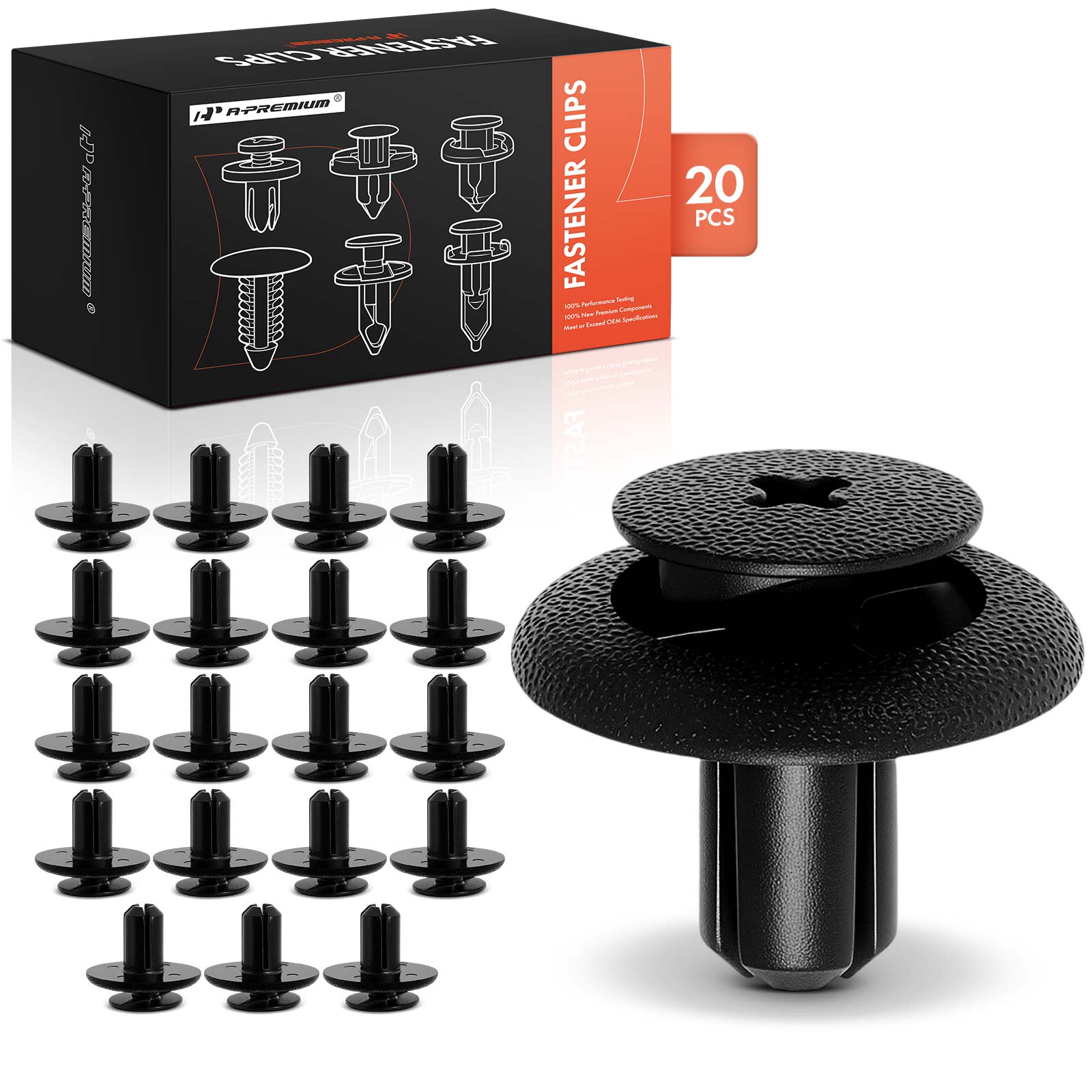 APRCF1255 20 Pcs 7mm Nylon Retainer Clip with Open End Screw-Type