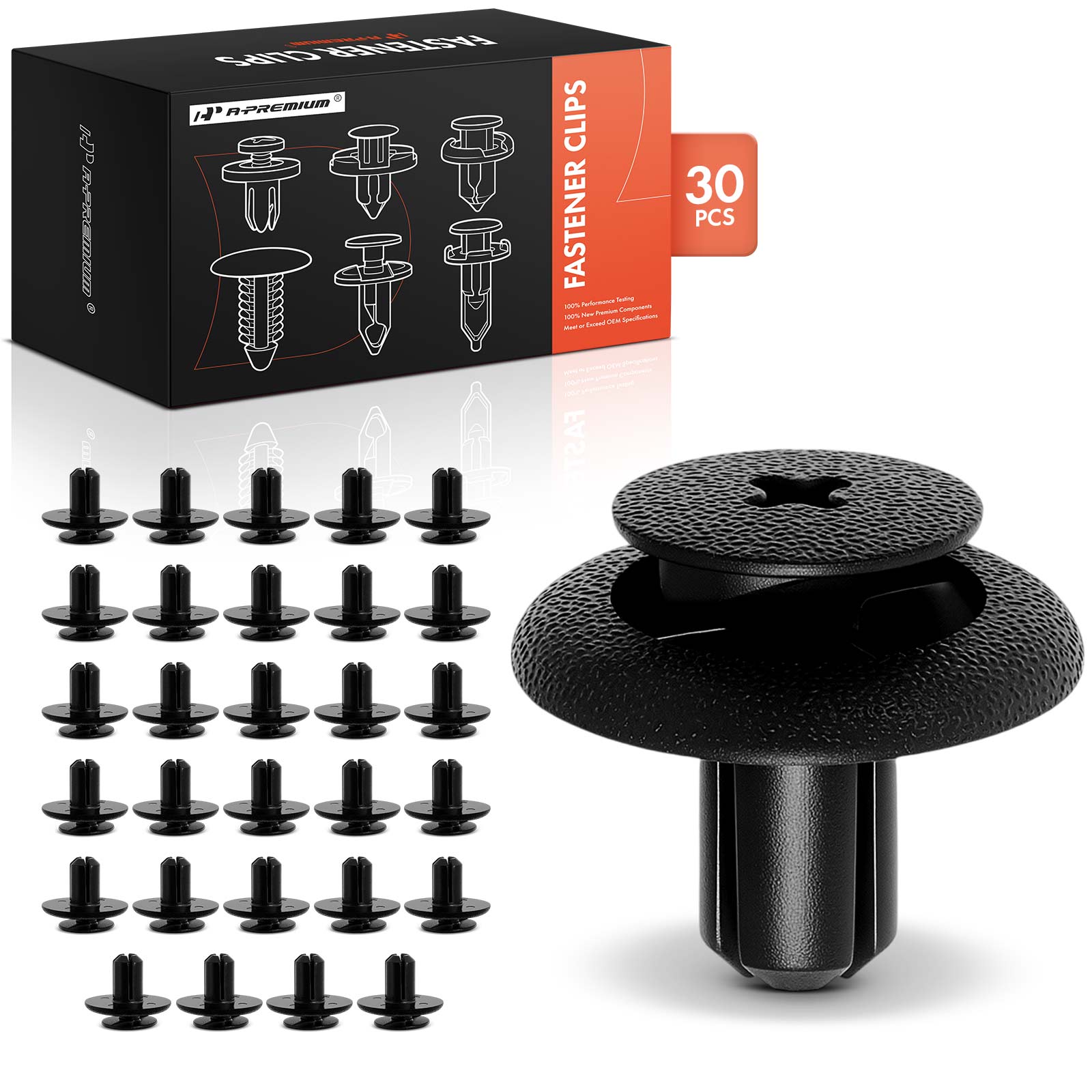 APRCF1256 30 Pcs 7mm Nylon Retainer Clip Screw-Type with Open End