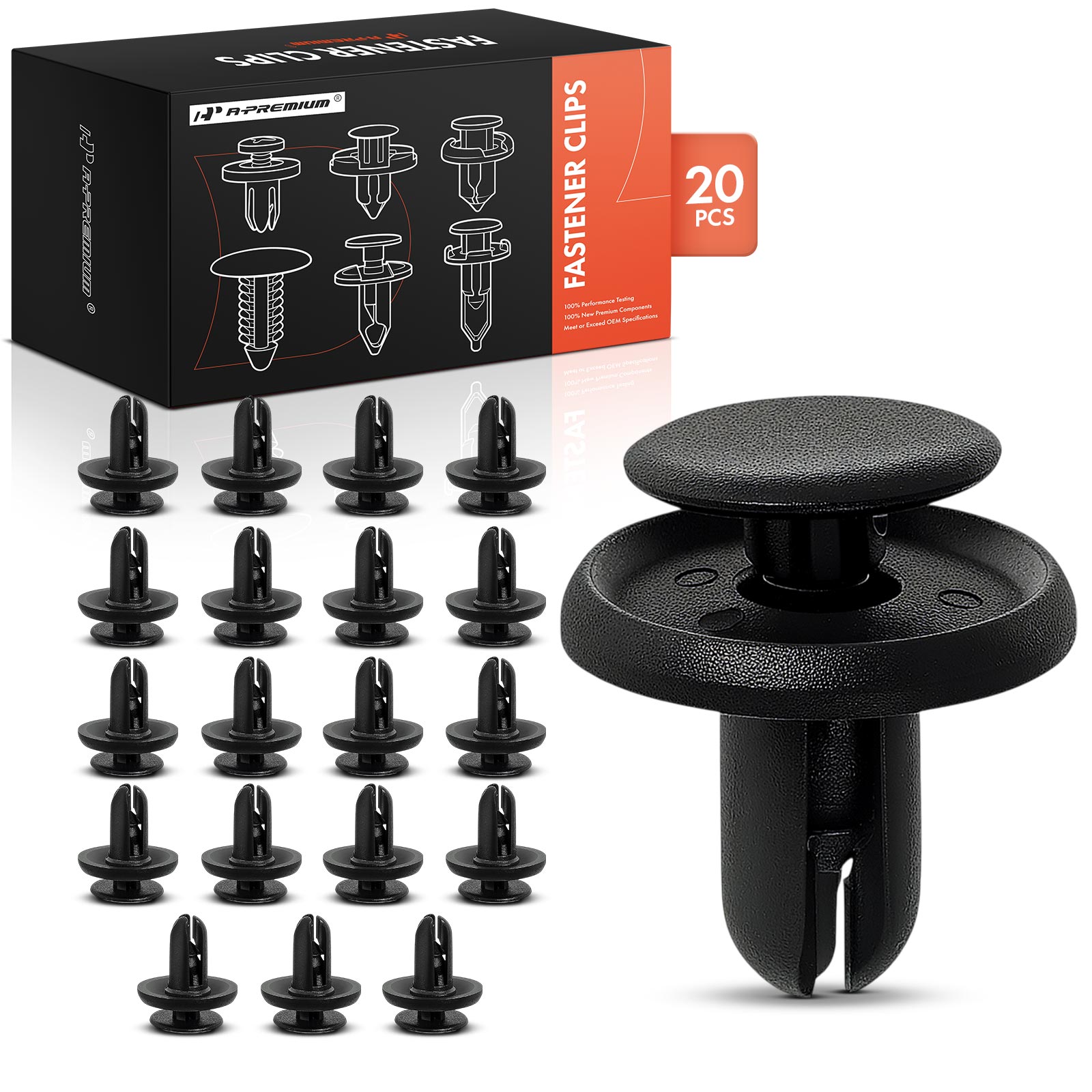 APRCF1312 20 Pcs 6mm Black Nylon Push-Type Retainer Clip