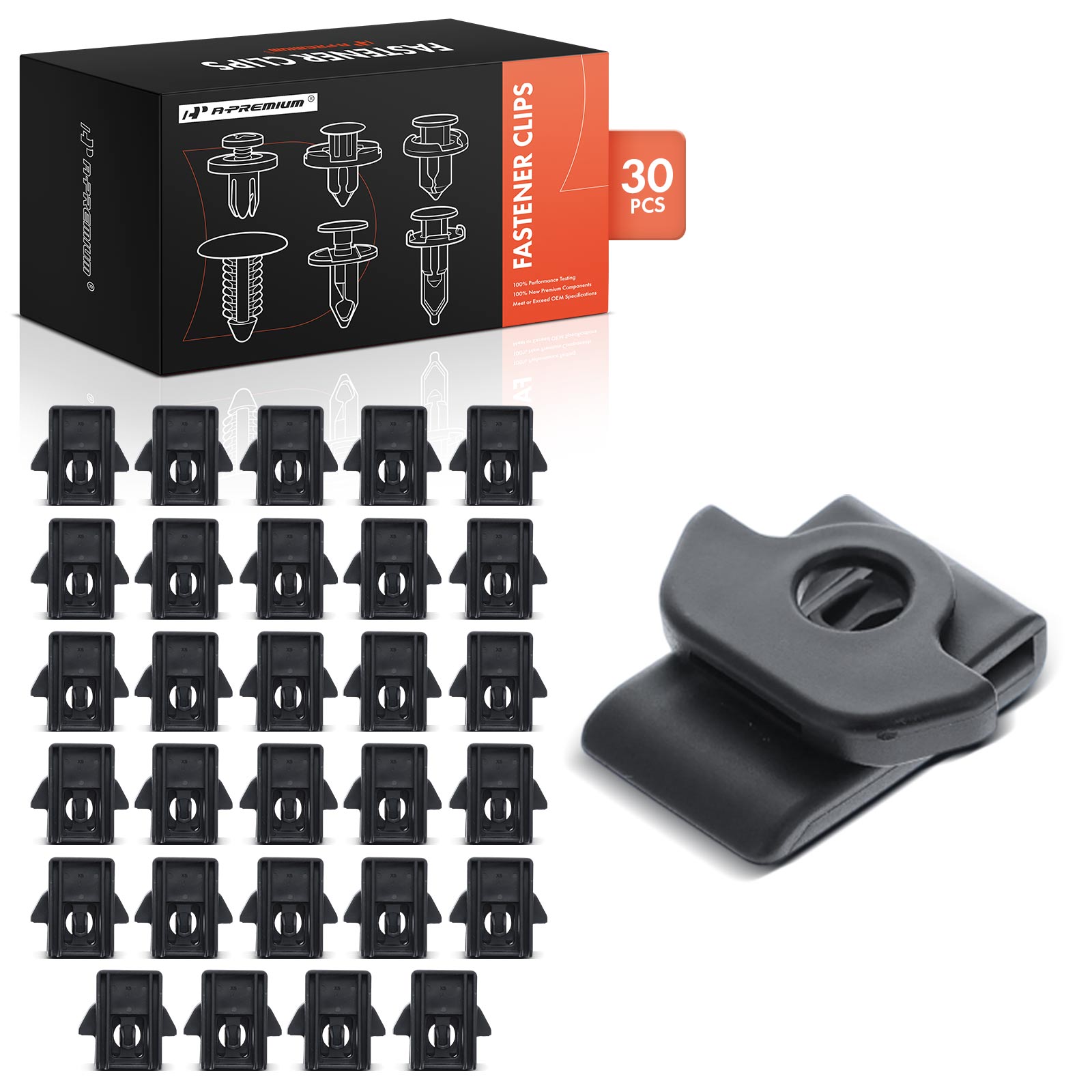 APRCF1325 30 Pcs 30mm Nylon Black Fender Liner Retainer Clip