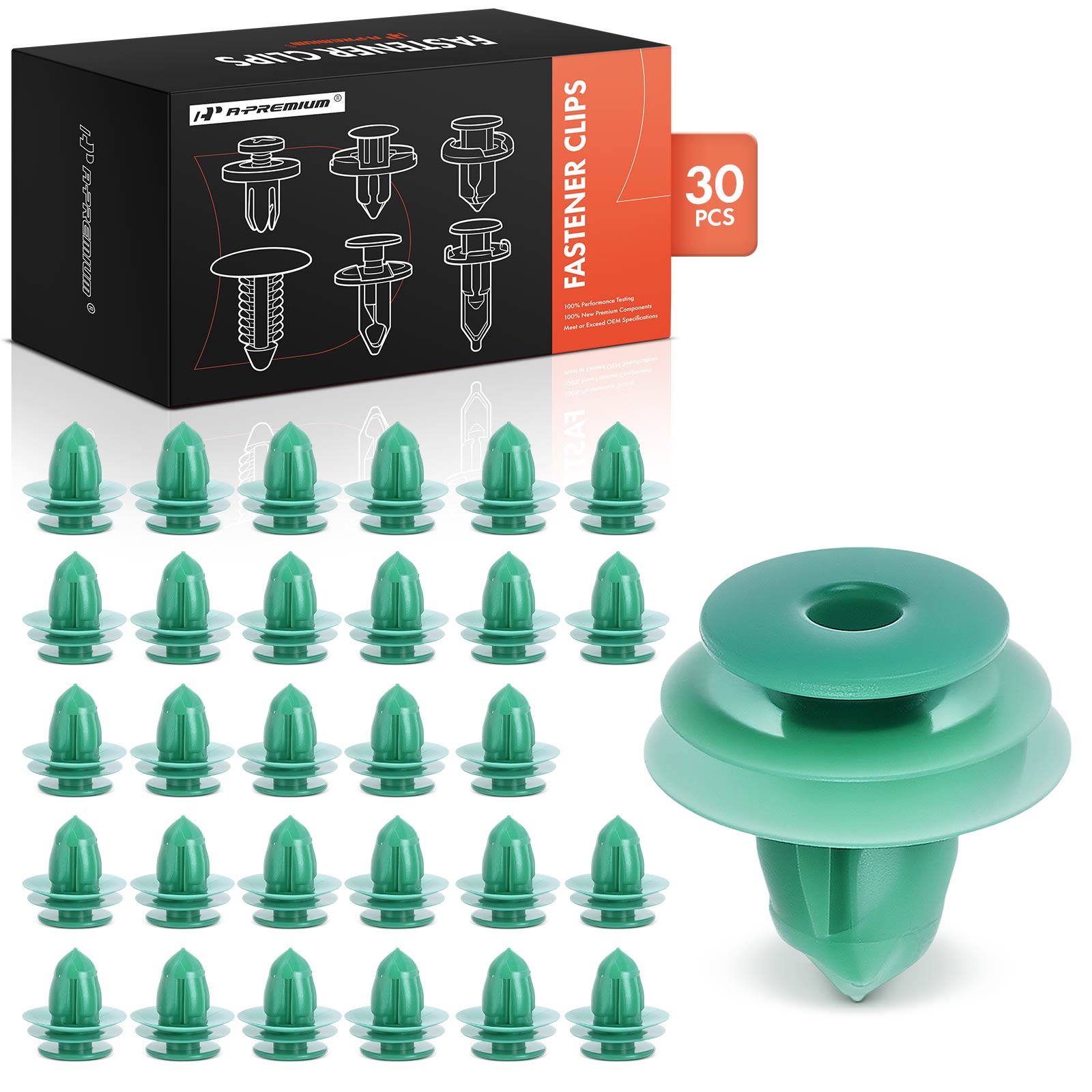 APRCF1340 30 Pcs 9.5mm Nylon Door Panel Interior Trim Retainer Clips Triple Head