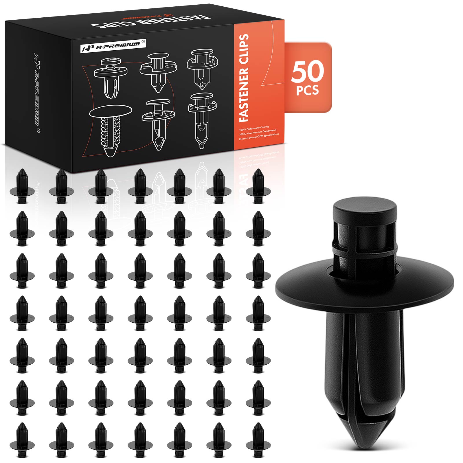 APRCF1843 50 Pcs 7mm Nylon Front & Rear Bumper Retainer Clip Push-Type