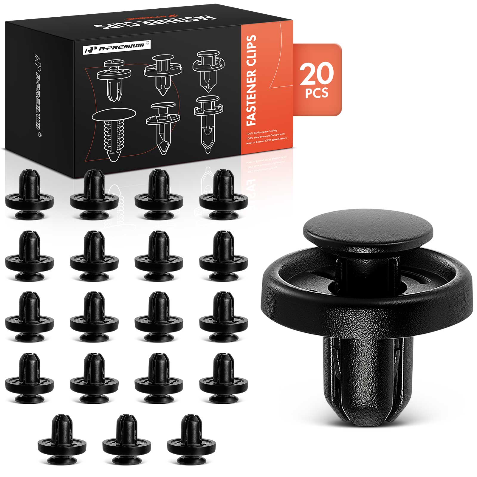 APRCF1853 20 Pcs 8mm Nylon Front Fender Liner Retainer Clip Push-Type