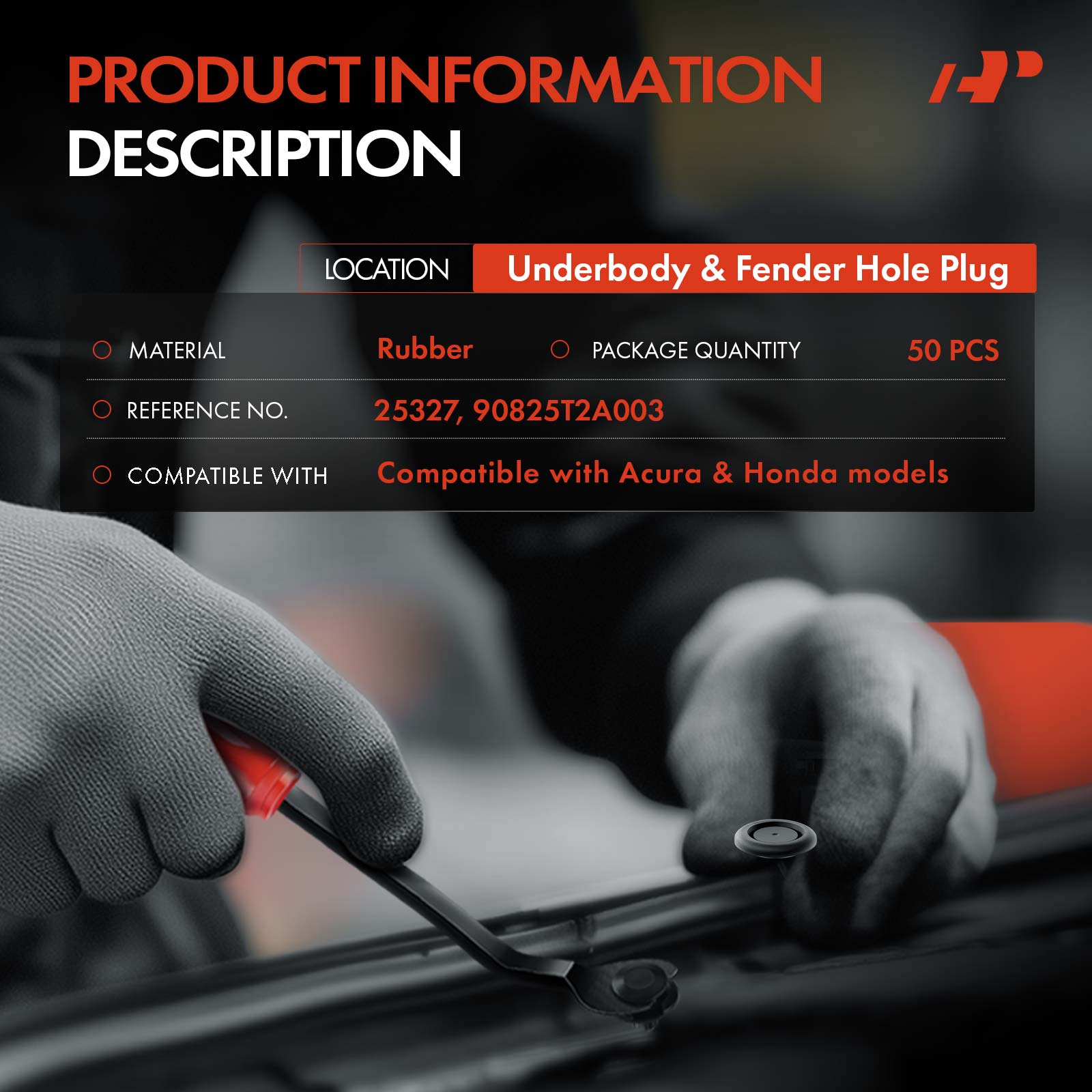 APRCF3299 50 Pcs 25mm Rubber Underbody & Fender Hole Plug Clips - Image 2