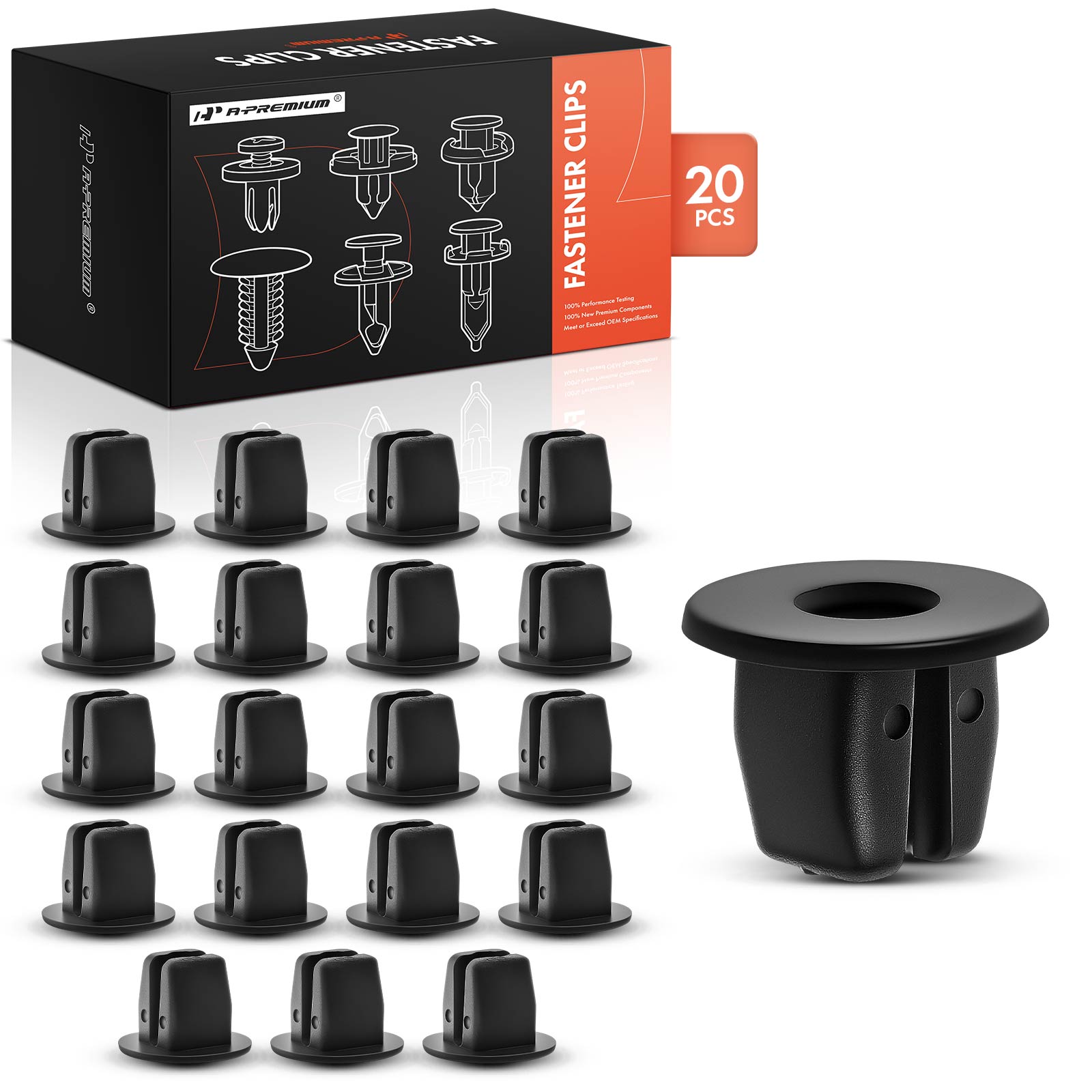 APRCF3812 20 Pcs 8mm x 8mm Nylon Front Bumper Apron Nut Retainer Clip