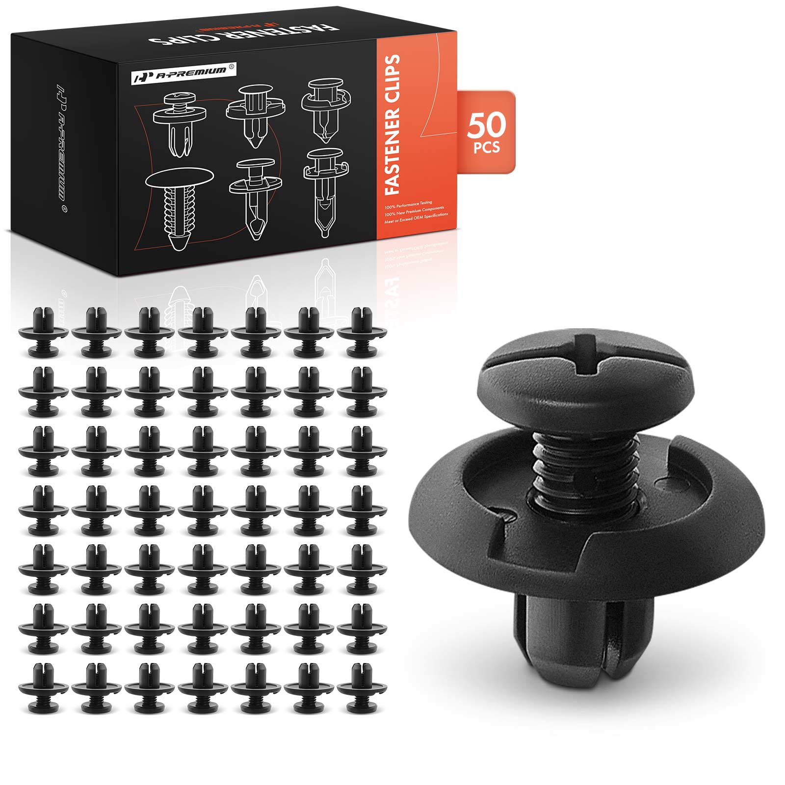 APRCF3829 50 Pcs 8mm Nylon Bumper Hood Fender Splash Guard Retainer Clip