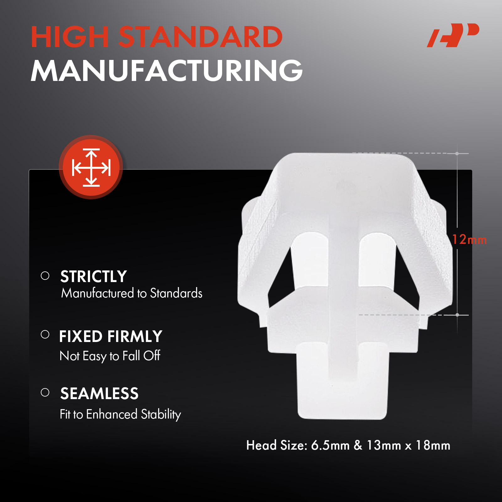 APRCF453 50 Pcs 12mm Nylon Body Side Moulding Clips - Image 3