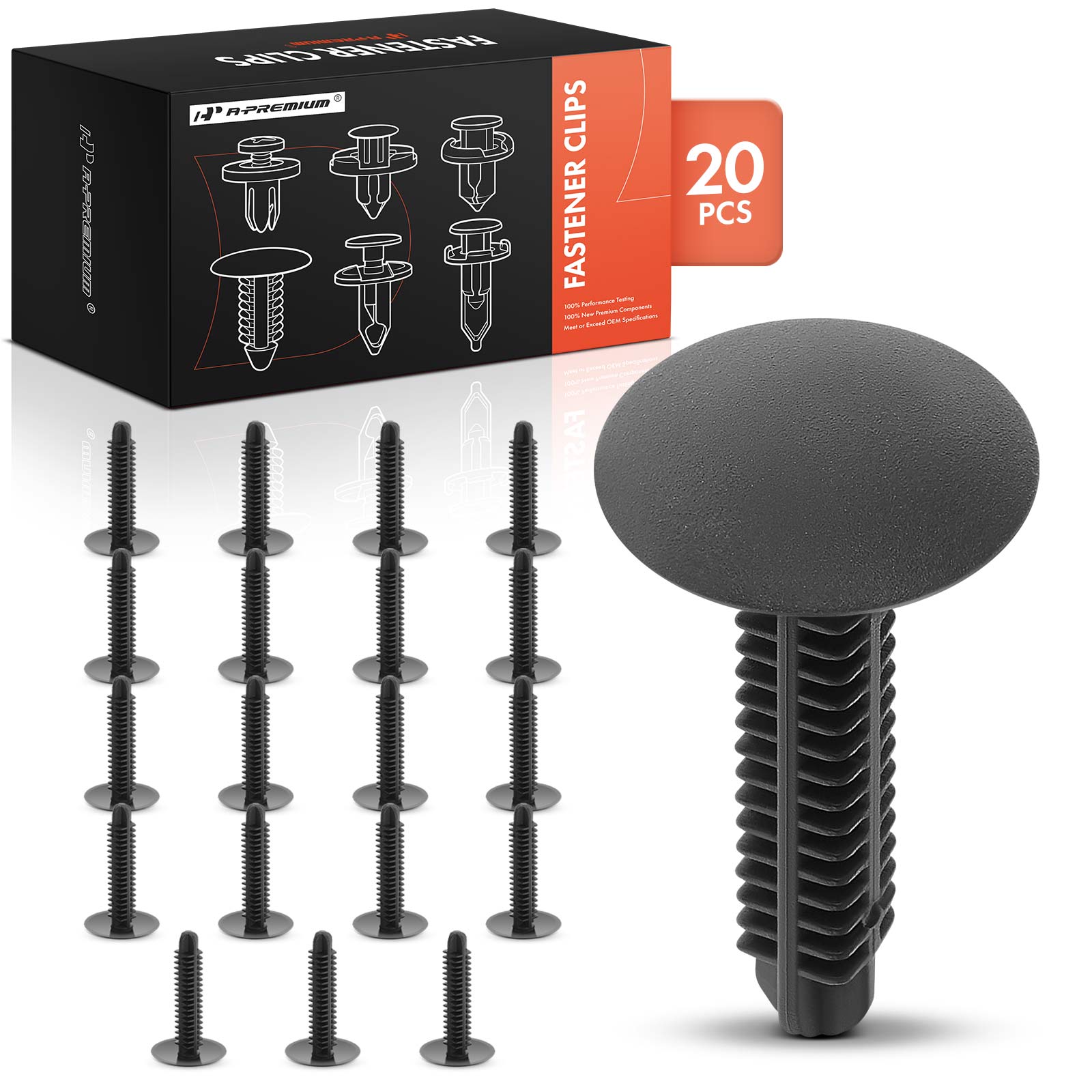 APRCF4541 20 Pcs 27mm Stem Black Nylon Trunk Trim Retainer Clip Single Head Type