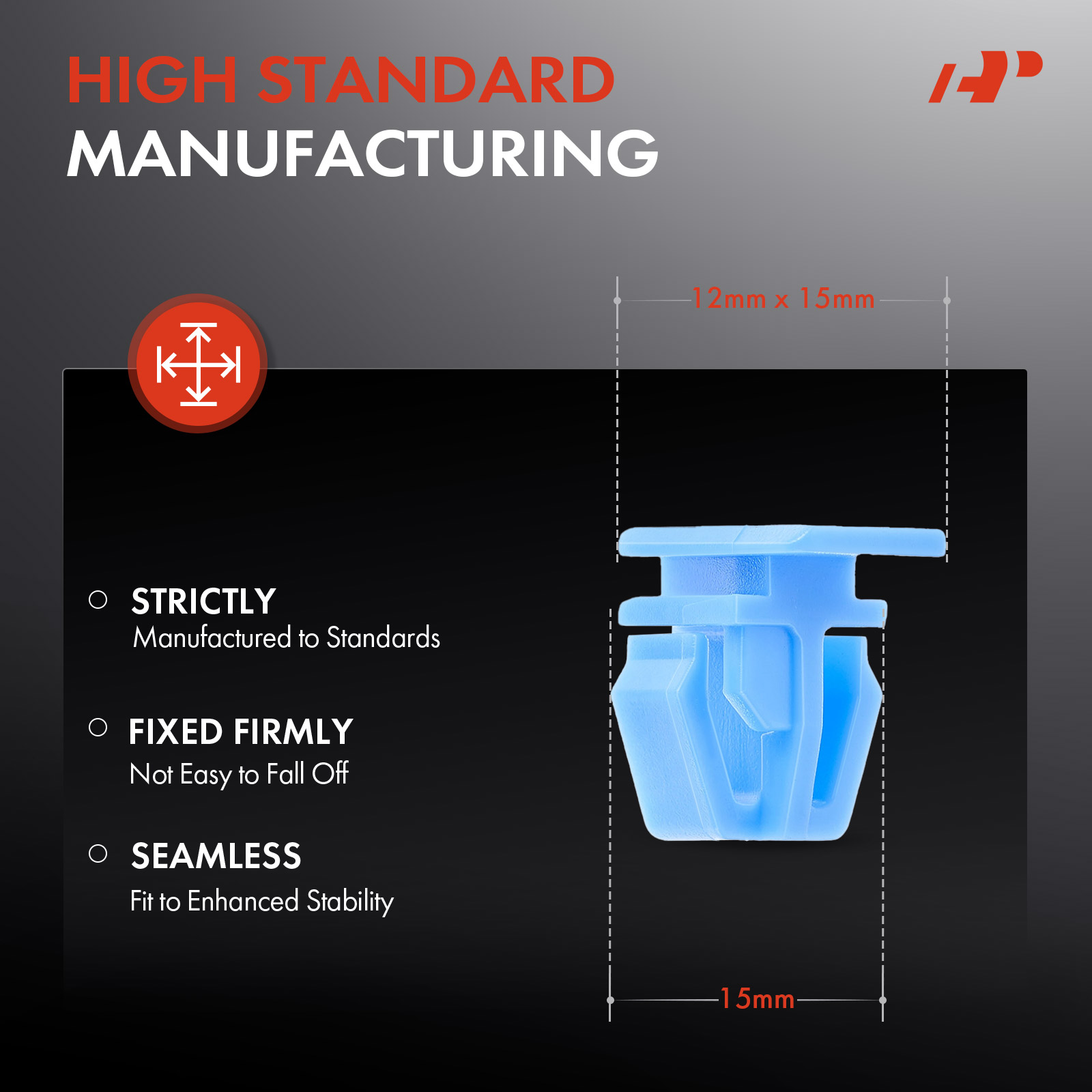 APRCF455 30 Pcs 15mm Nylon Bumper to Body Side Moulding Retainer Clips - Image 3
