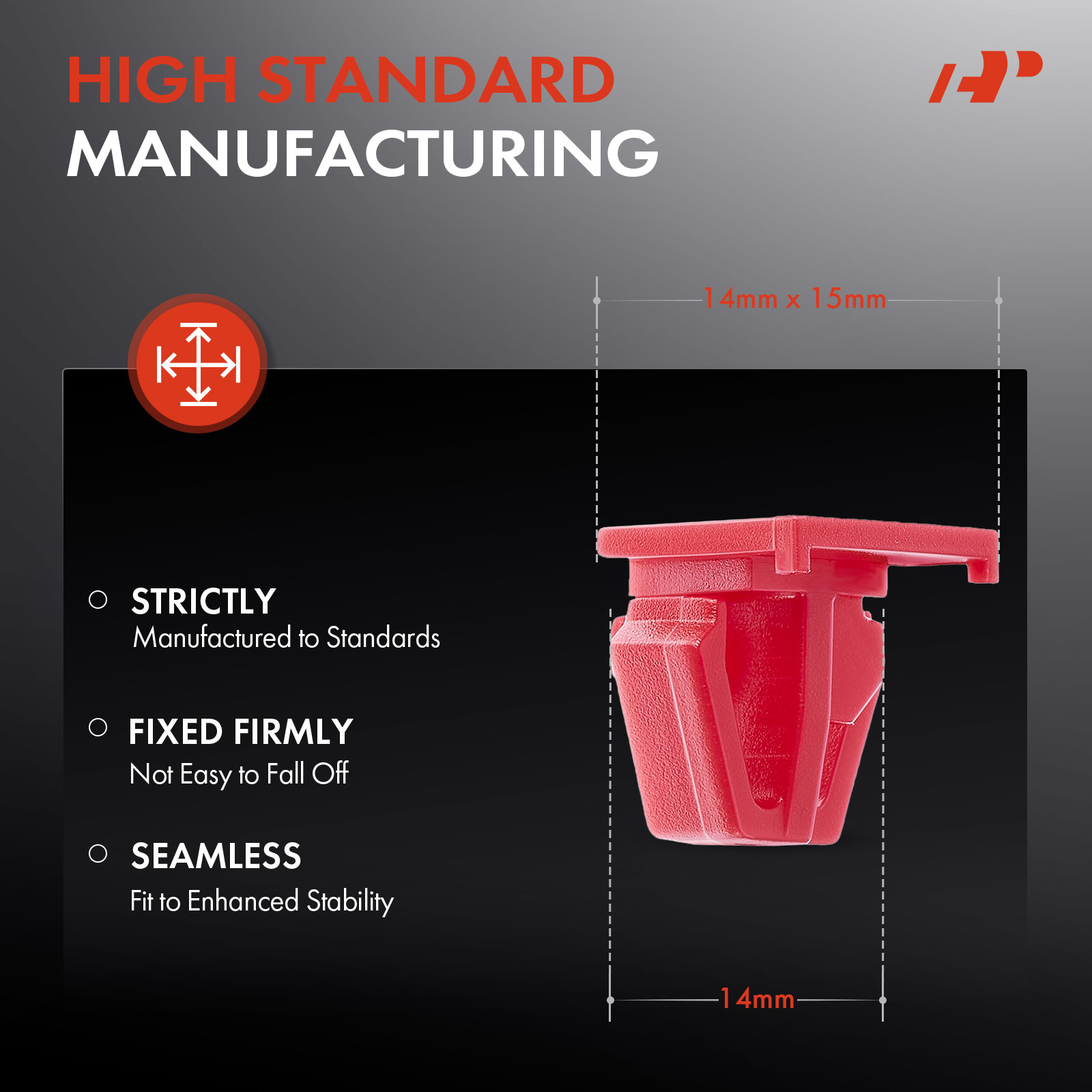 APRCF457 20 Pcs 14mm Red Nylon Body Side Moulding Retainer Clips - Image 3