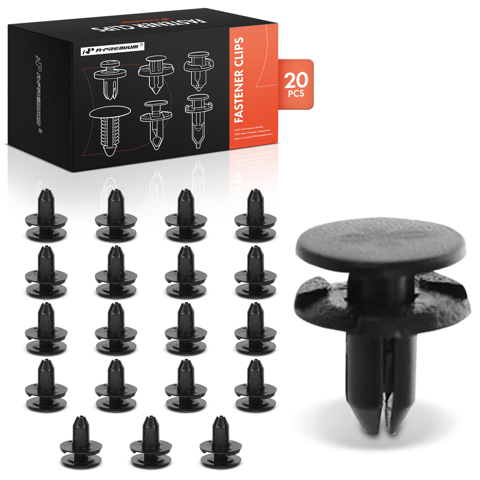 APRCF770 20 Pcs 6mm Nylon Cowl Vent & Outside Mirror Retainer Clip Push-Type