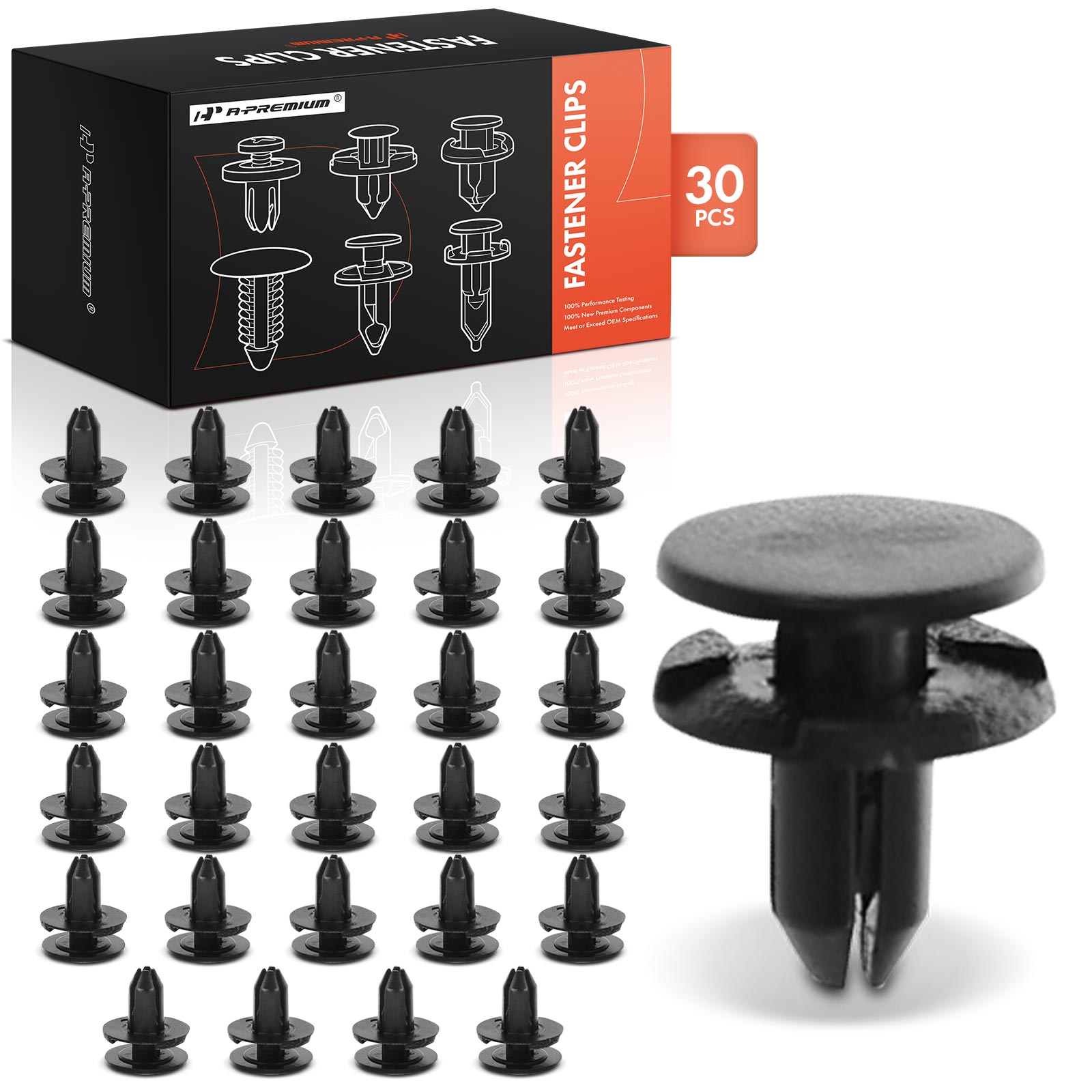 APRCF771 30 Pcs 6mm Nylon Cowl Vent & Outside Mirror Retainer Clip Push-Type