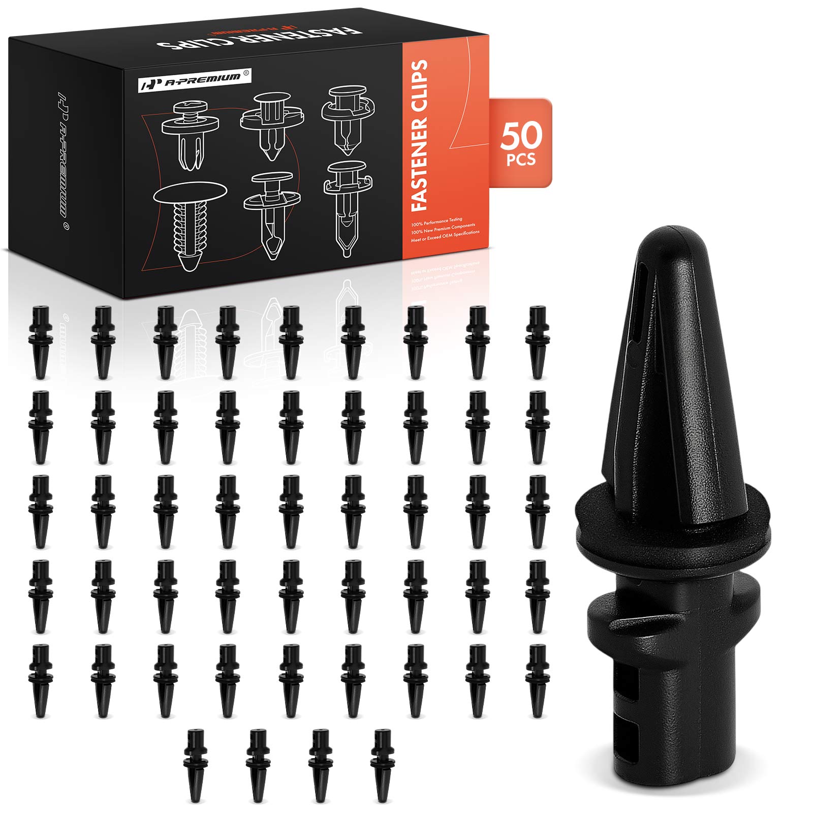 APRCF775 50 Pcs 21mm Nylon Black Rear Bumper Retainer Clip