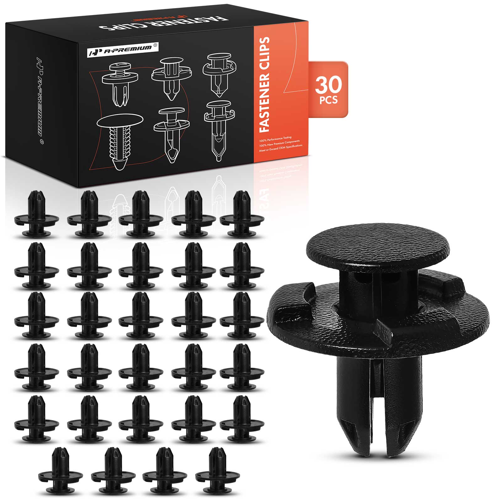APRCF814 30 Pcs 8mm Nylon Bumper Fender Retainer Clip Fastener Push-Type