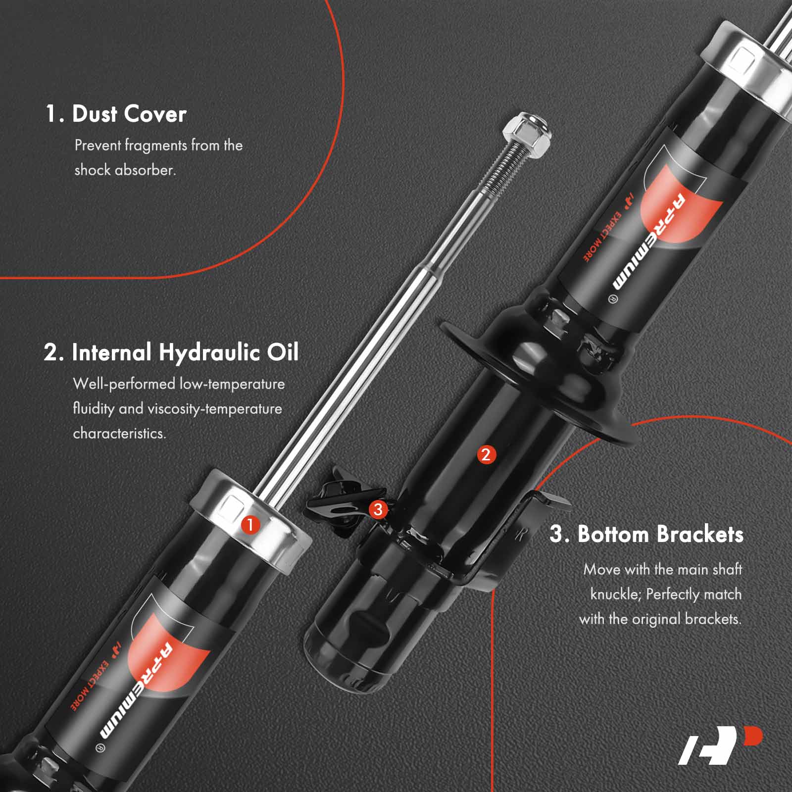APSA0829 Front Shock Absorber Strut, Set of 2 - Image 3