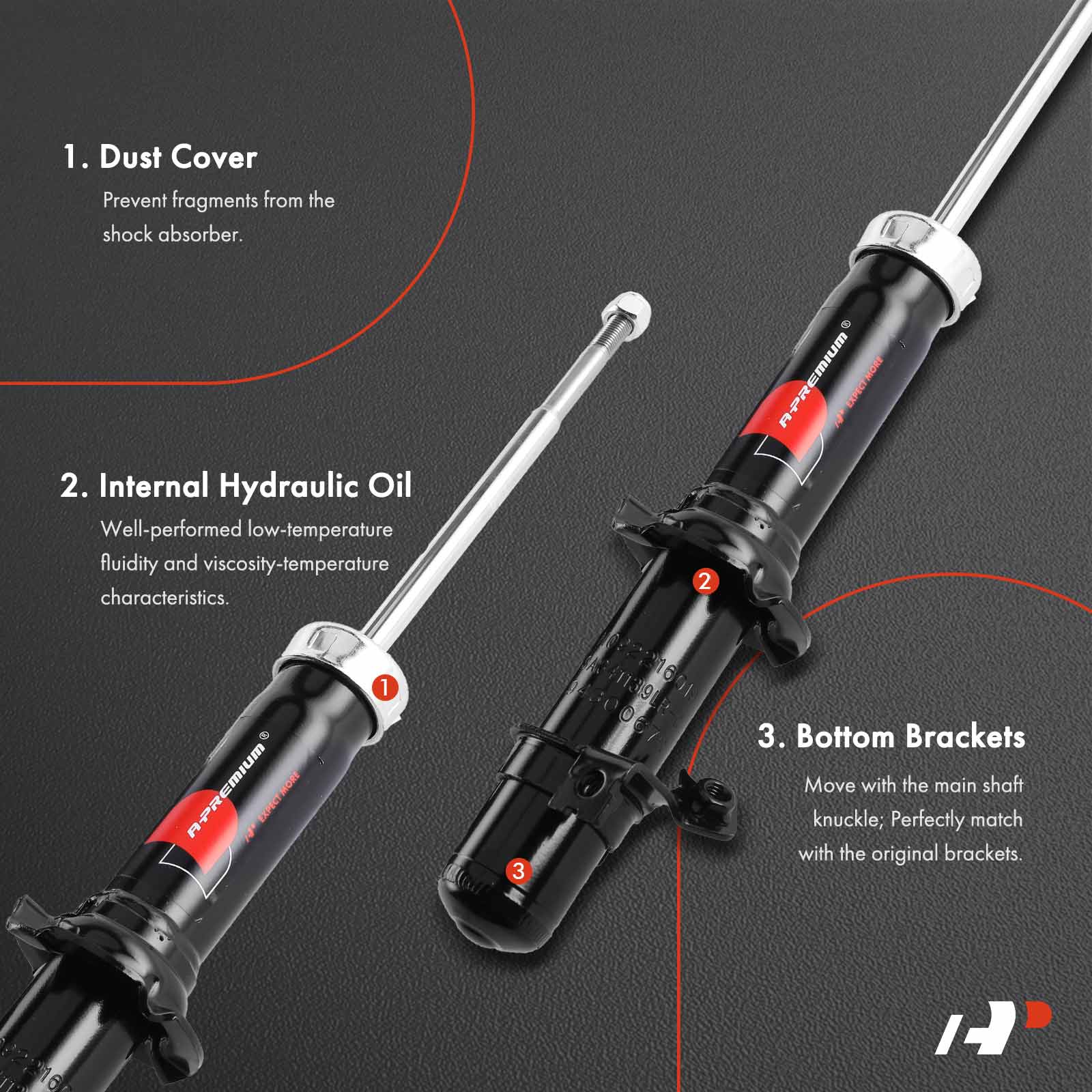 APSA1630 Front Shock Absorber, Set of 2 - Image 4