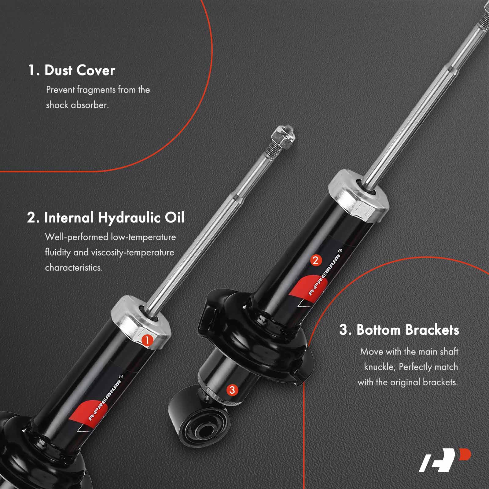 APSA1648 Rear Shock Absorber, Set of 2 - Image 4