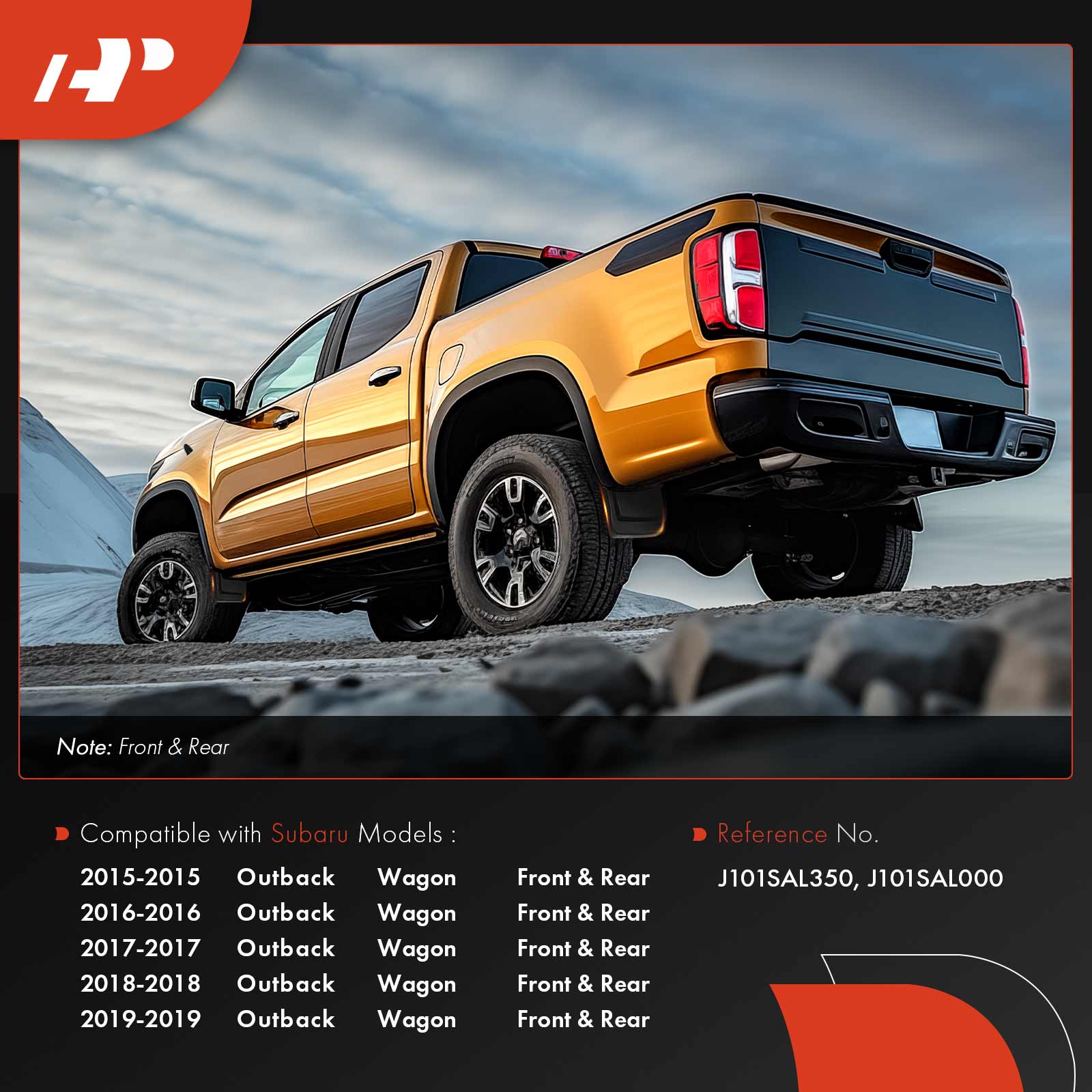 APSG0463 4 Pcs Front & Rear Splash Guards Mud Flaps - Image 2