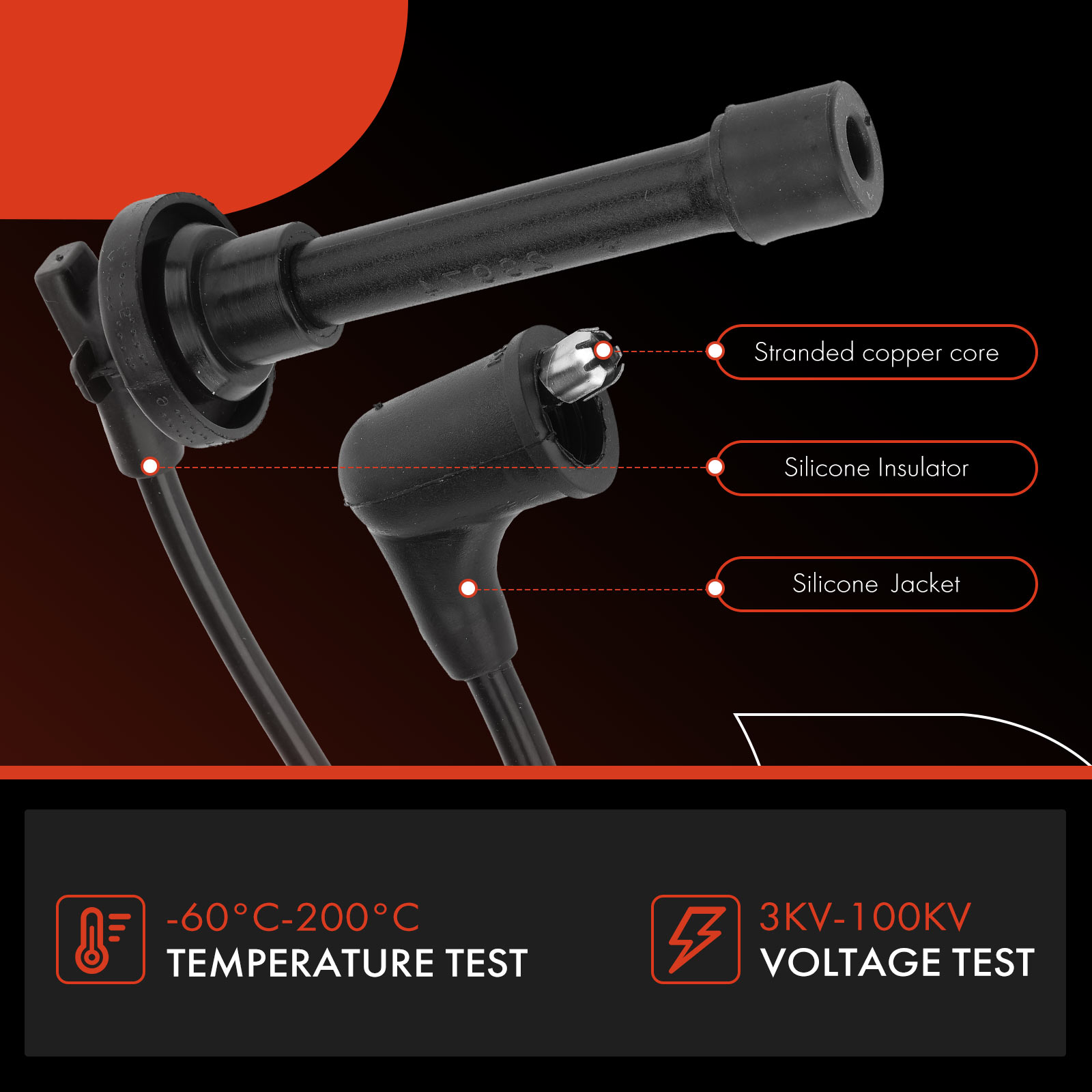APSPW005 4x Spark Plug Wire Set - Image 4