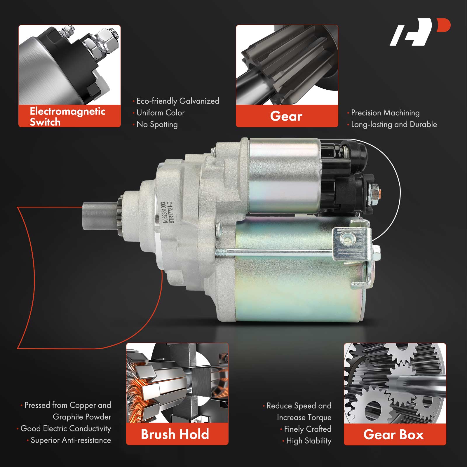 APSTR522 Starter Motor 1.0KW 12V CW 9 Teeth - Image 4