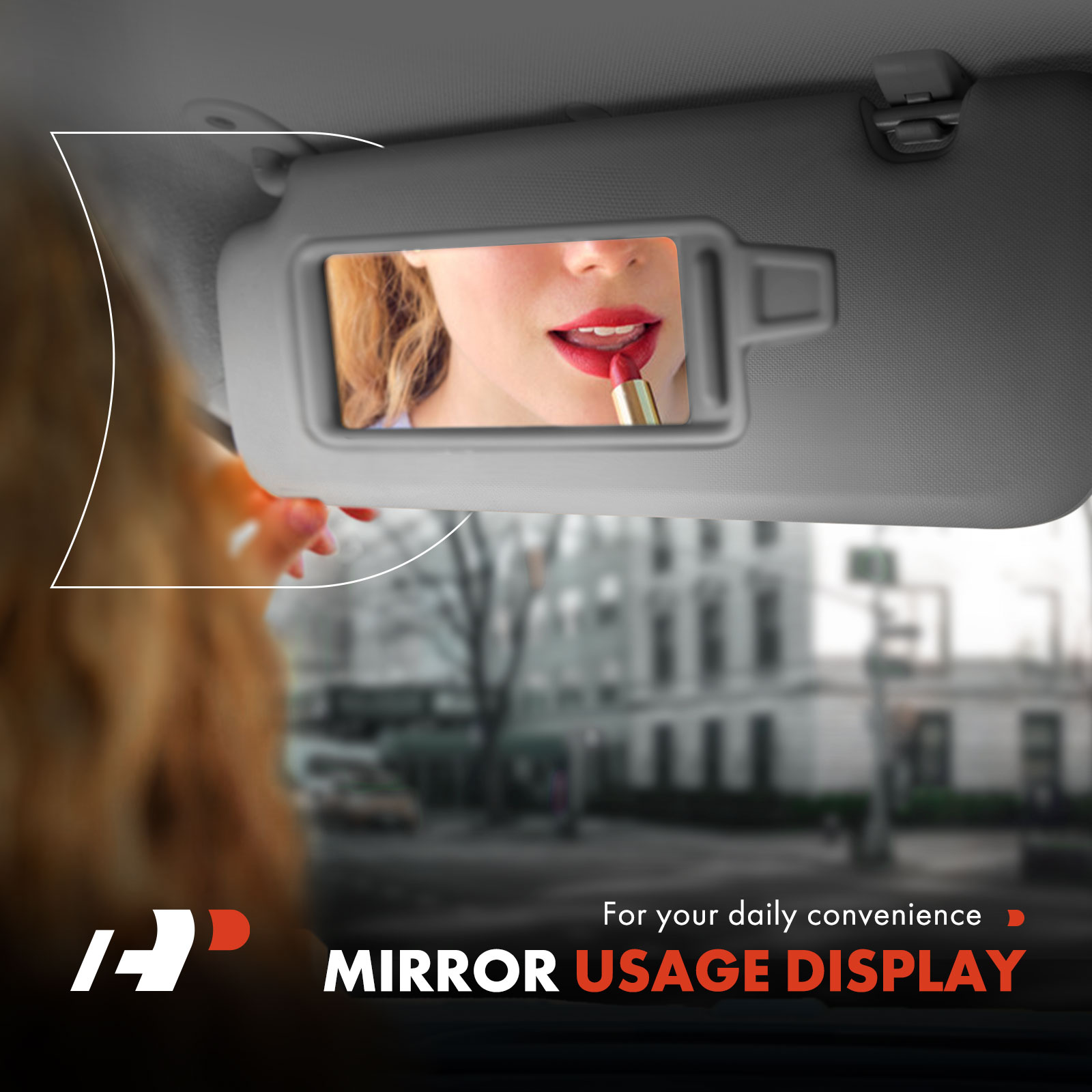APSVR112 2 Pcs Driver & Passenger Atlas Gray Sun Visor with Mirror - Image 3